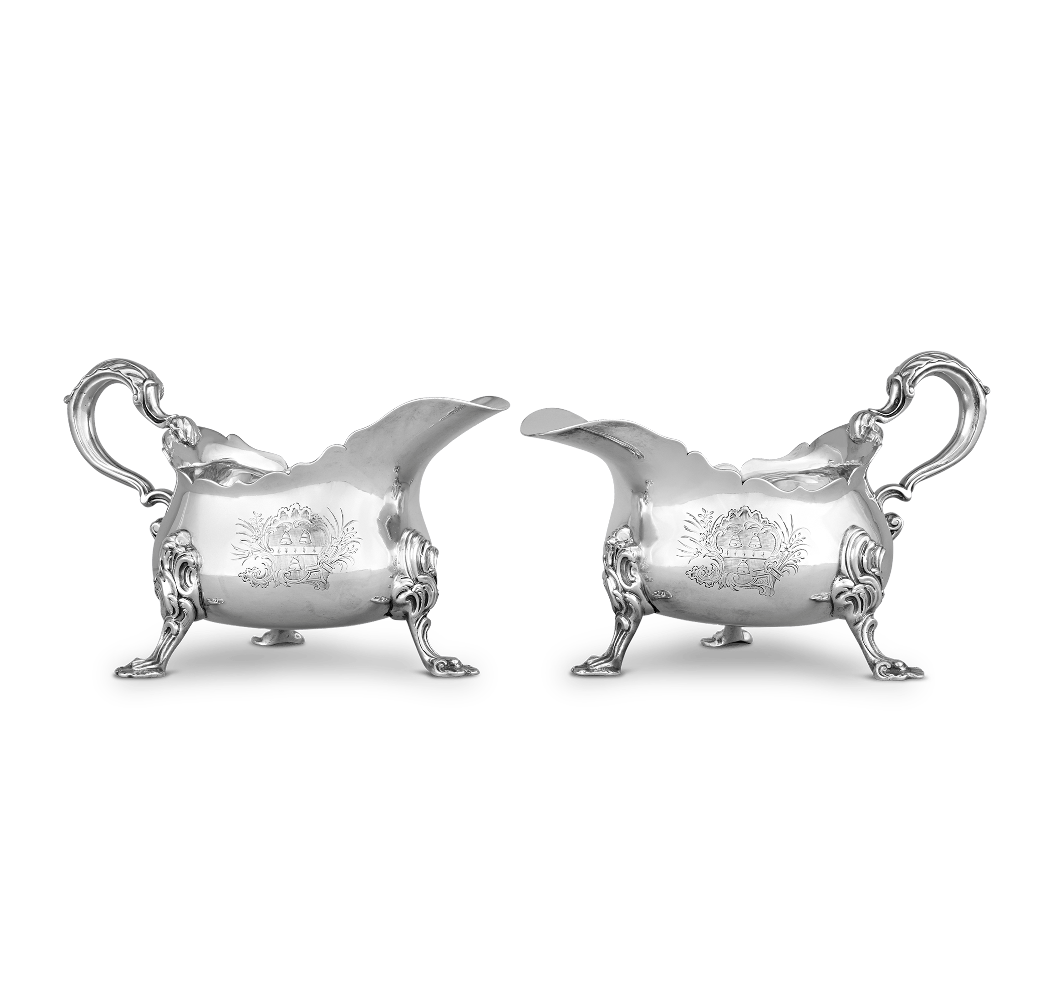 Pair of George II Silver Sauceboats by John Kircup
