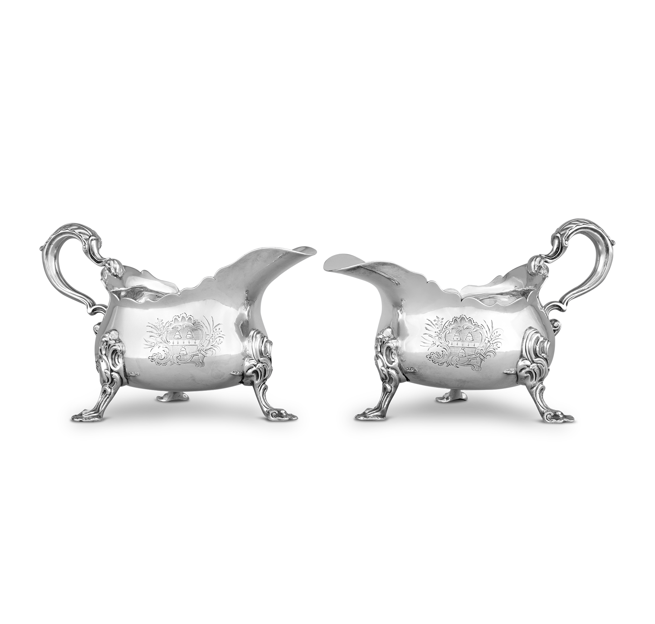 Pair of George II Silver Sauceboats by John Kircup