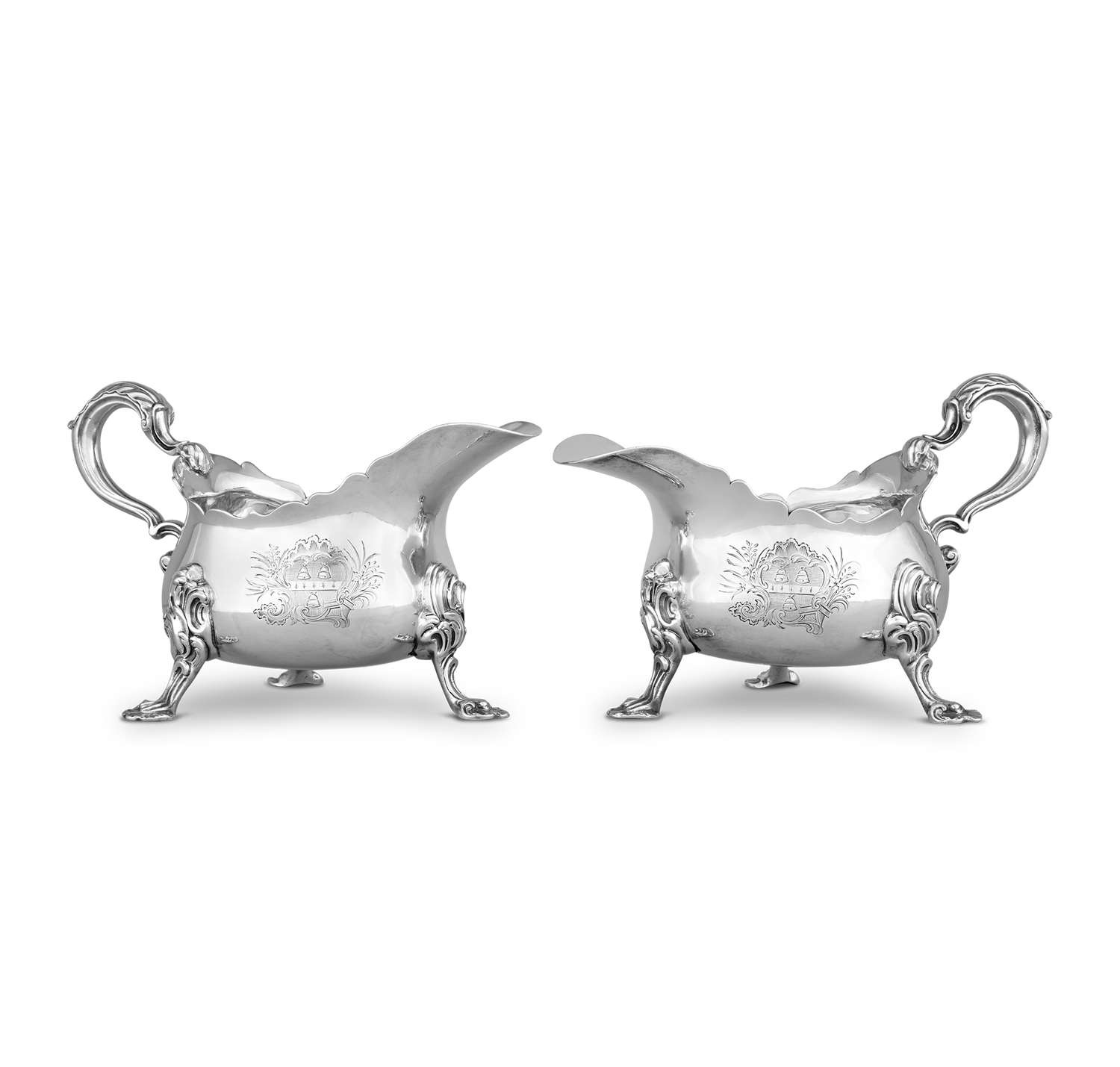 Pair of George II Silver Sauceboats by John Kircup