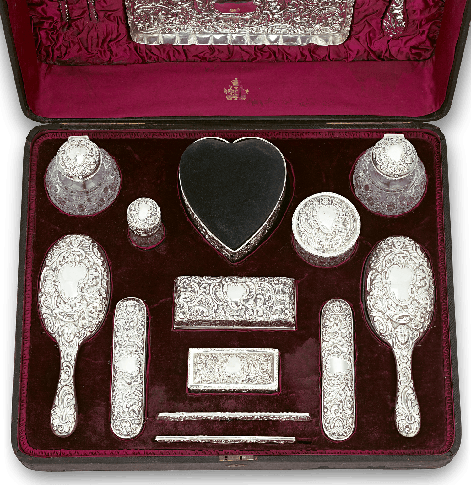antique silver dressing table set Victorian Dressing Table Set by William Comyns