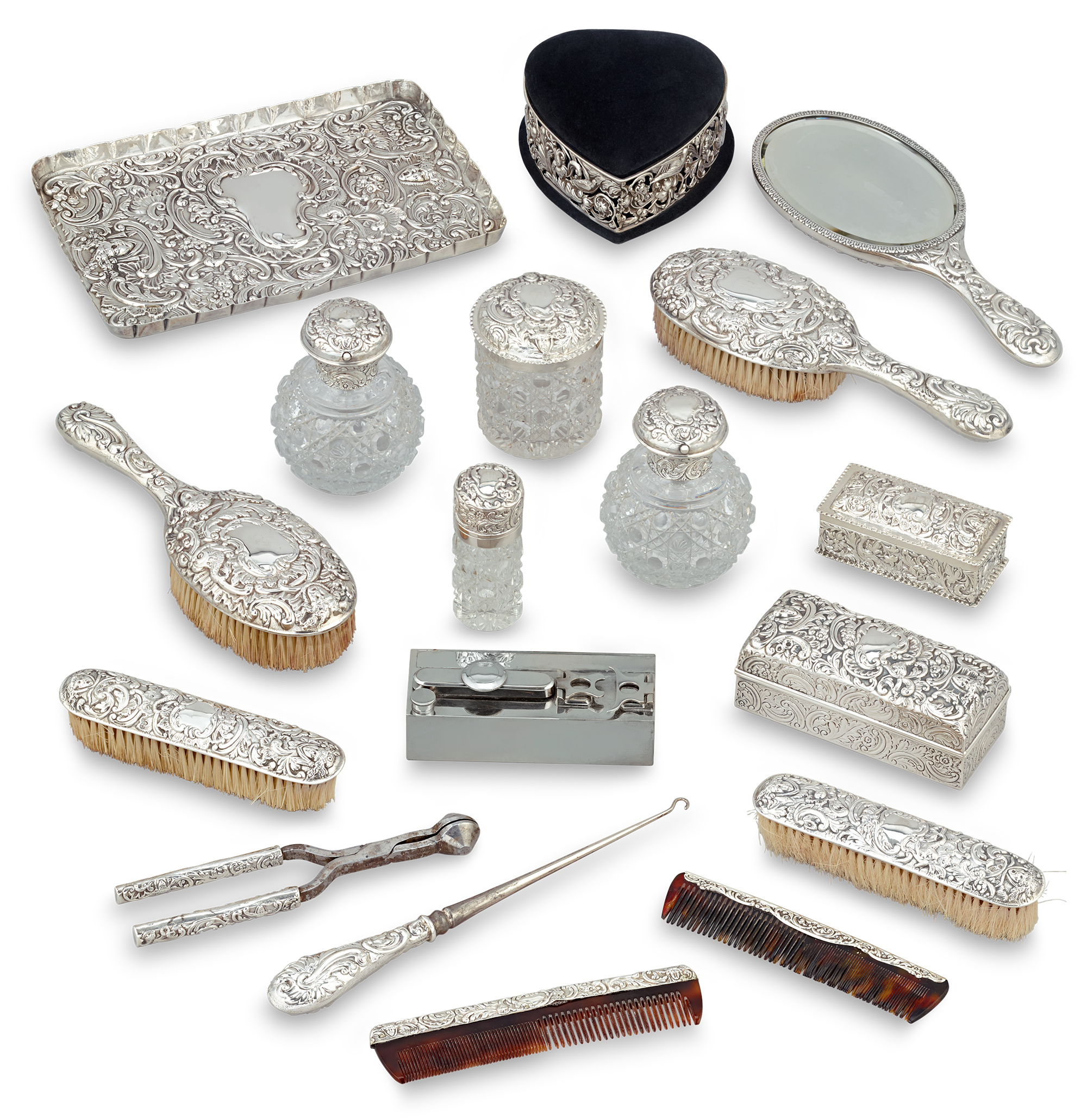 Victorian Dressing Table Set by William Comyns | M.S. Rau Victorian Dressing Table Set by William Comyns | M.S. Rau