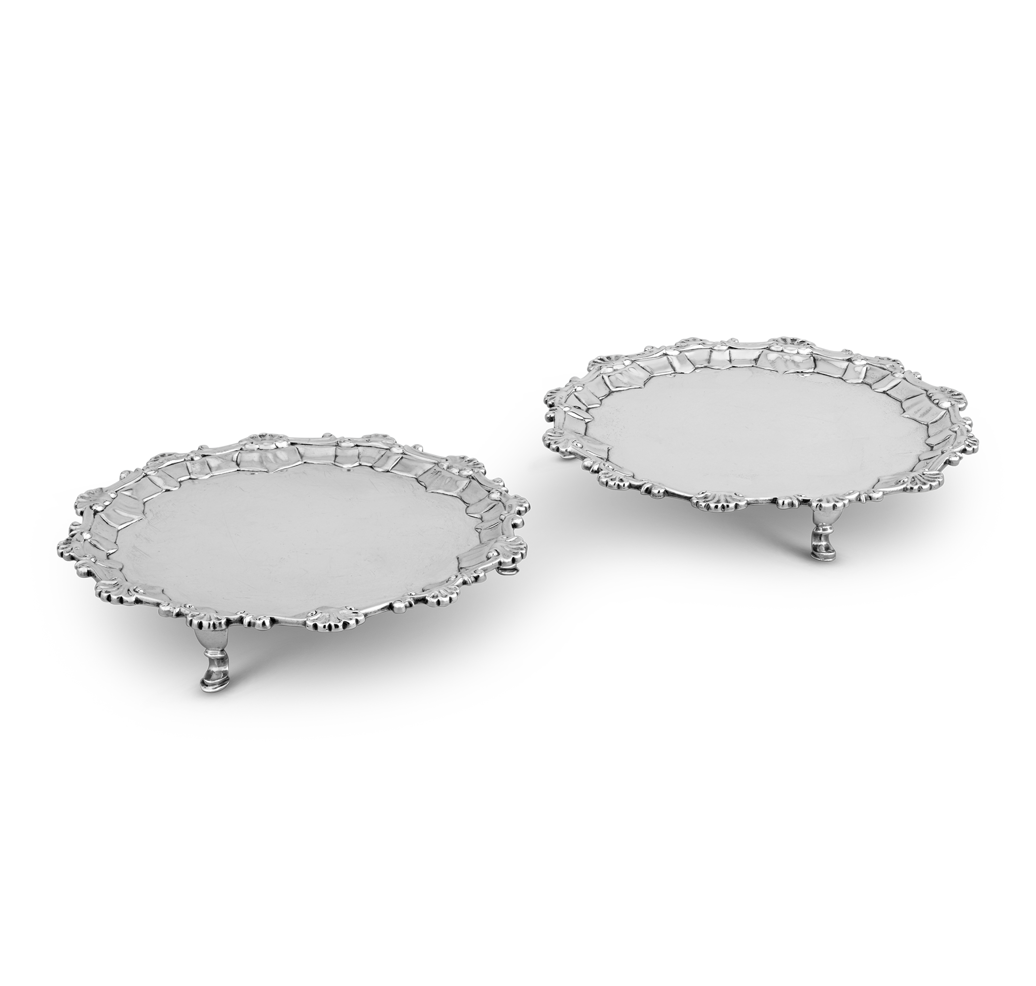 Pair of Georgian Silver Salvers by Richard Rugg