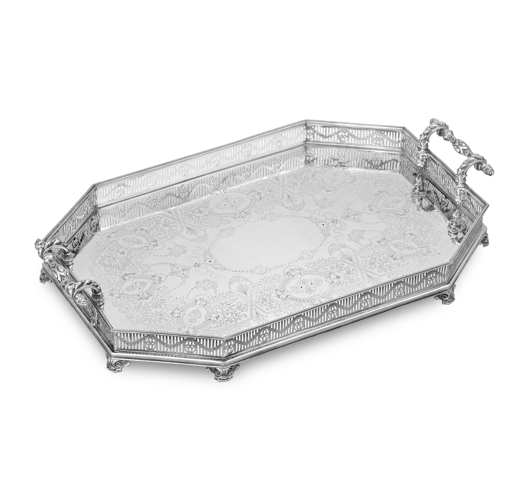 Victorian Electroplated Galleried Tray by Martin Hall & Co.