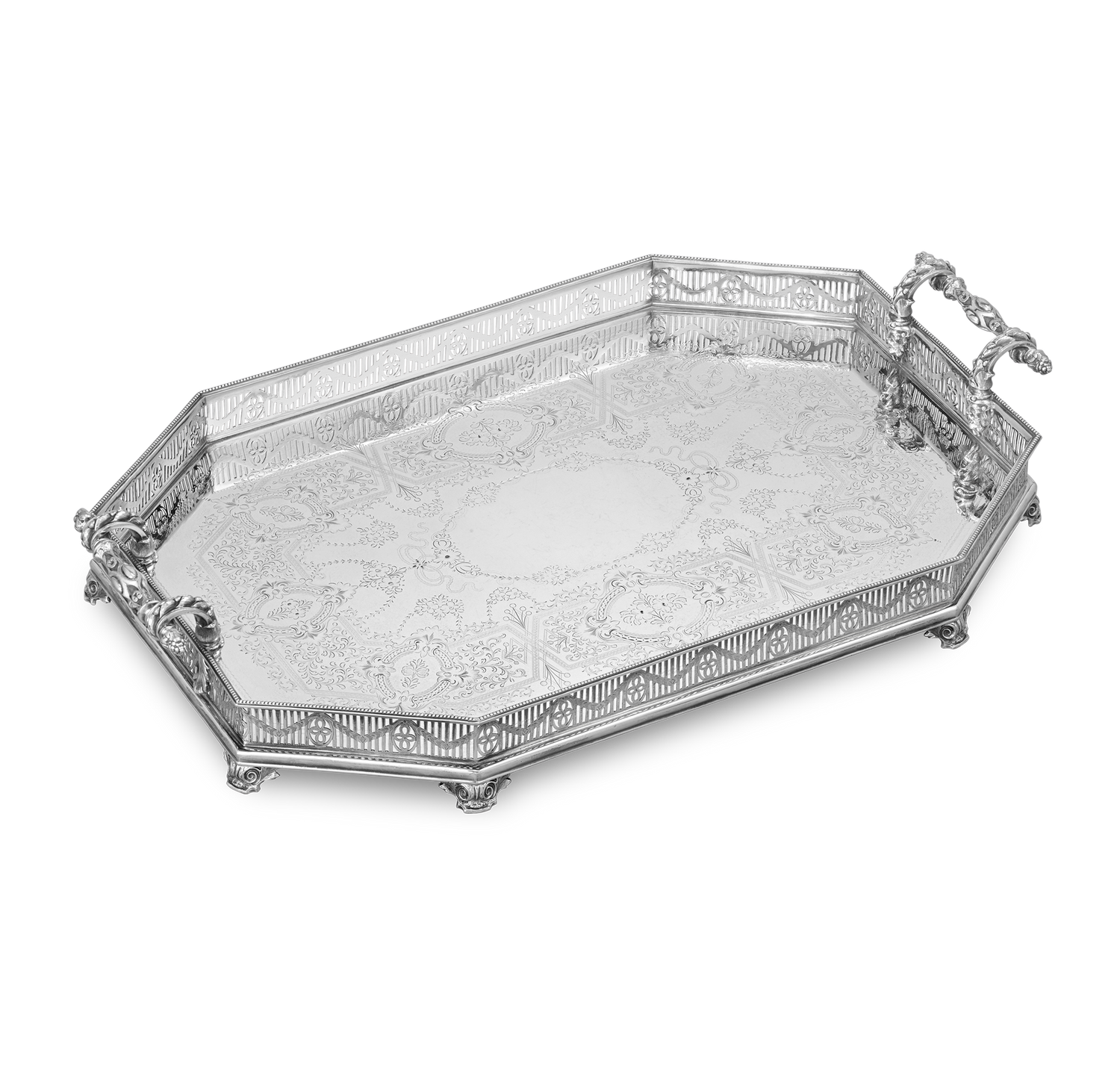 Victorian Electroplated Galleried Tray by Martin Hall & Co.