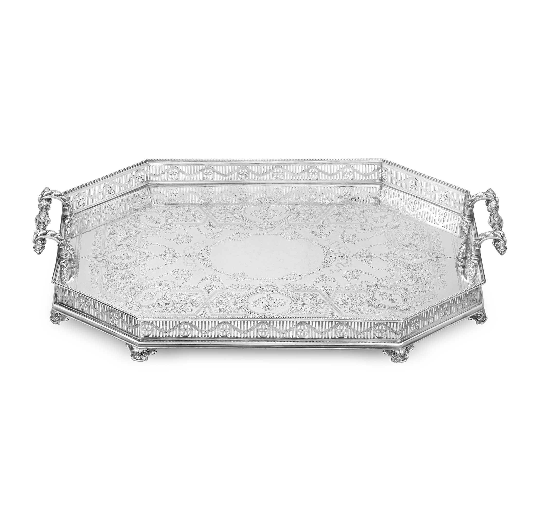 Victorian Electroplated Galleried Tray by Martin Hall & Co.