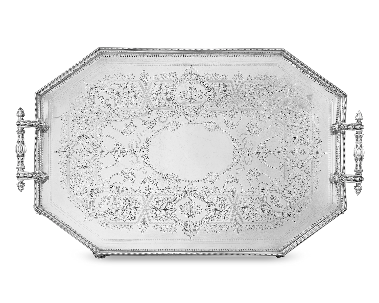 Victorian Electroplated Galleried Tray by Martin Hall & Co.