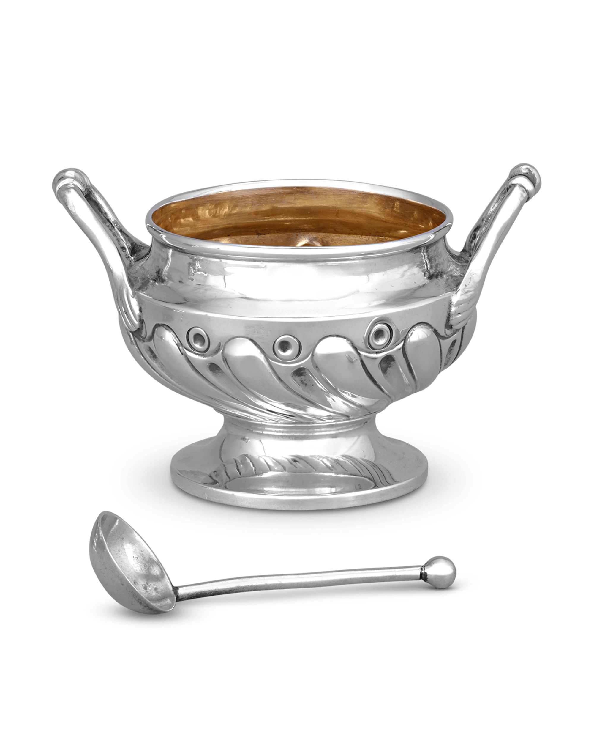 Pair of Edwardian Silver Salt Cellars with Spoons