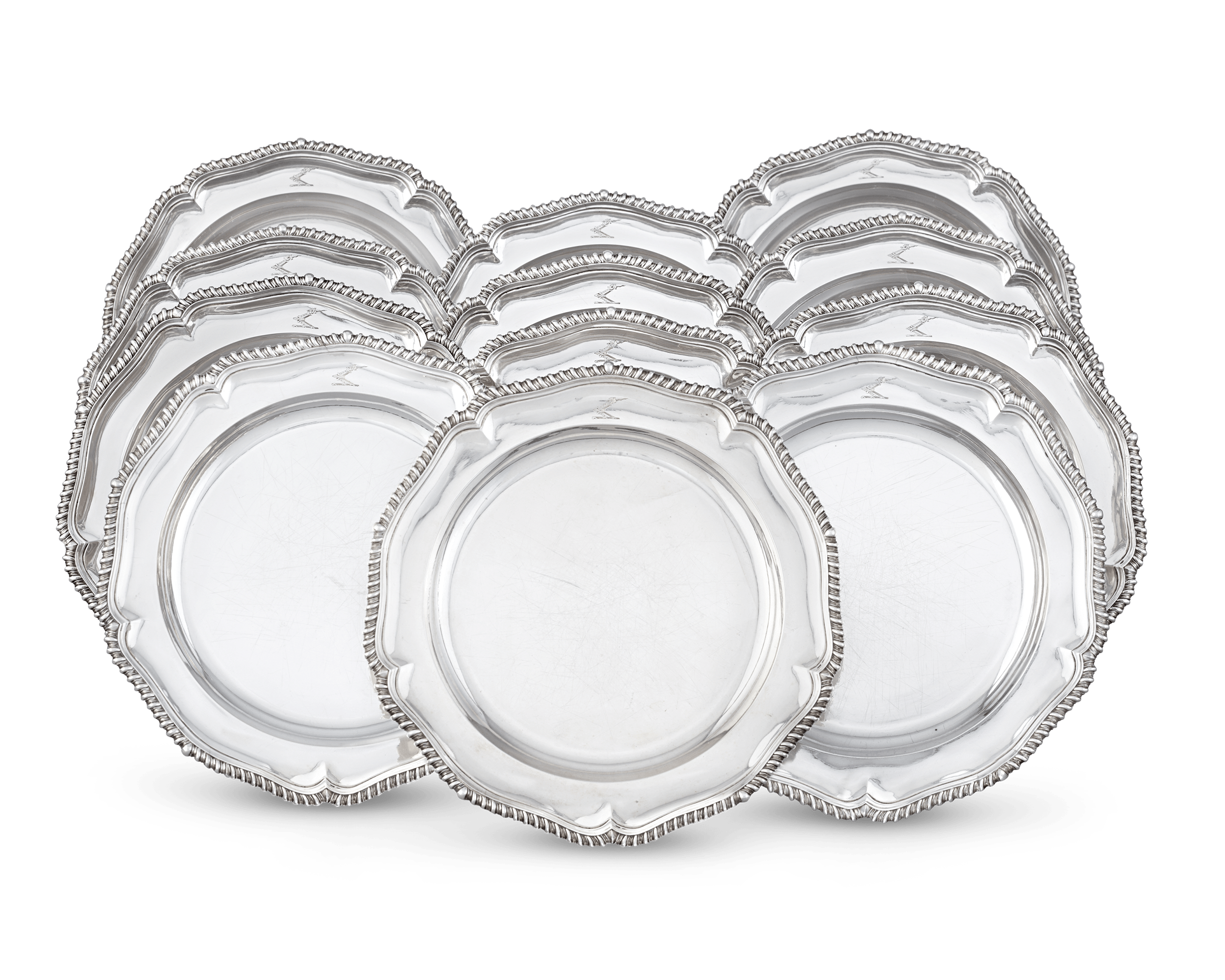 Set of 12 Silver Plates by Paul Storr