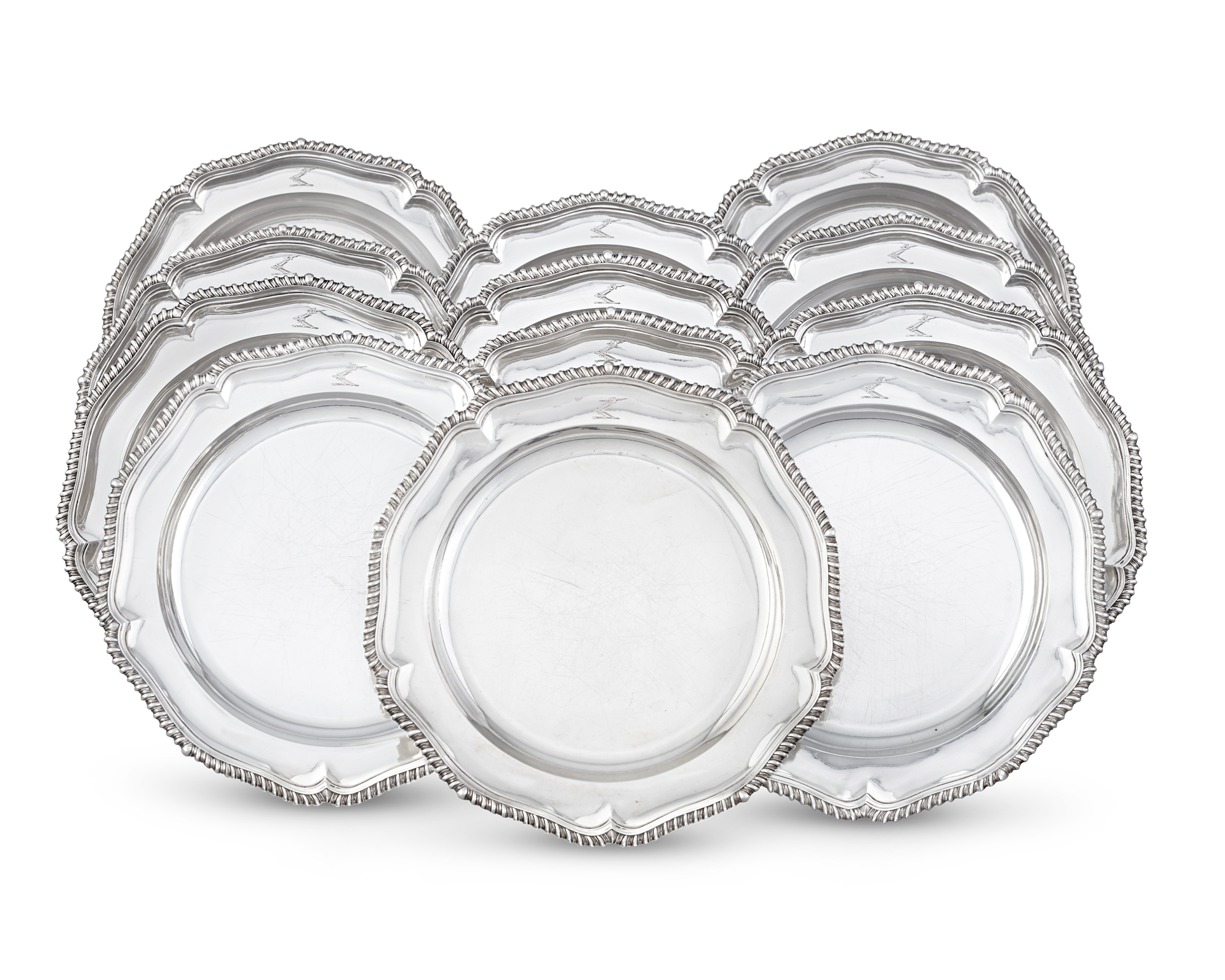 Set of 12 Silver Plates by Paul Storr