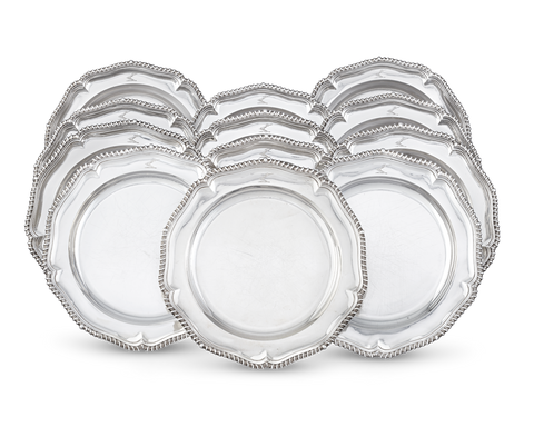 Set of 12 Silver Plates by Paul Storr