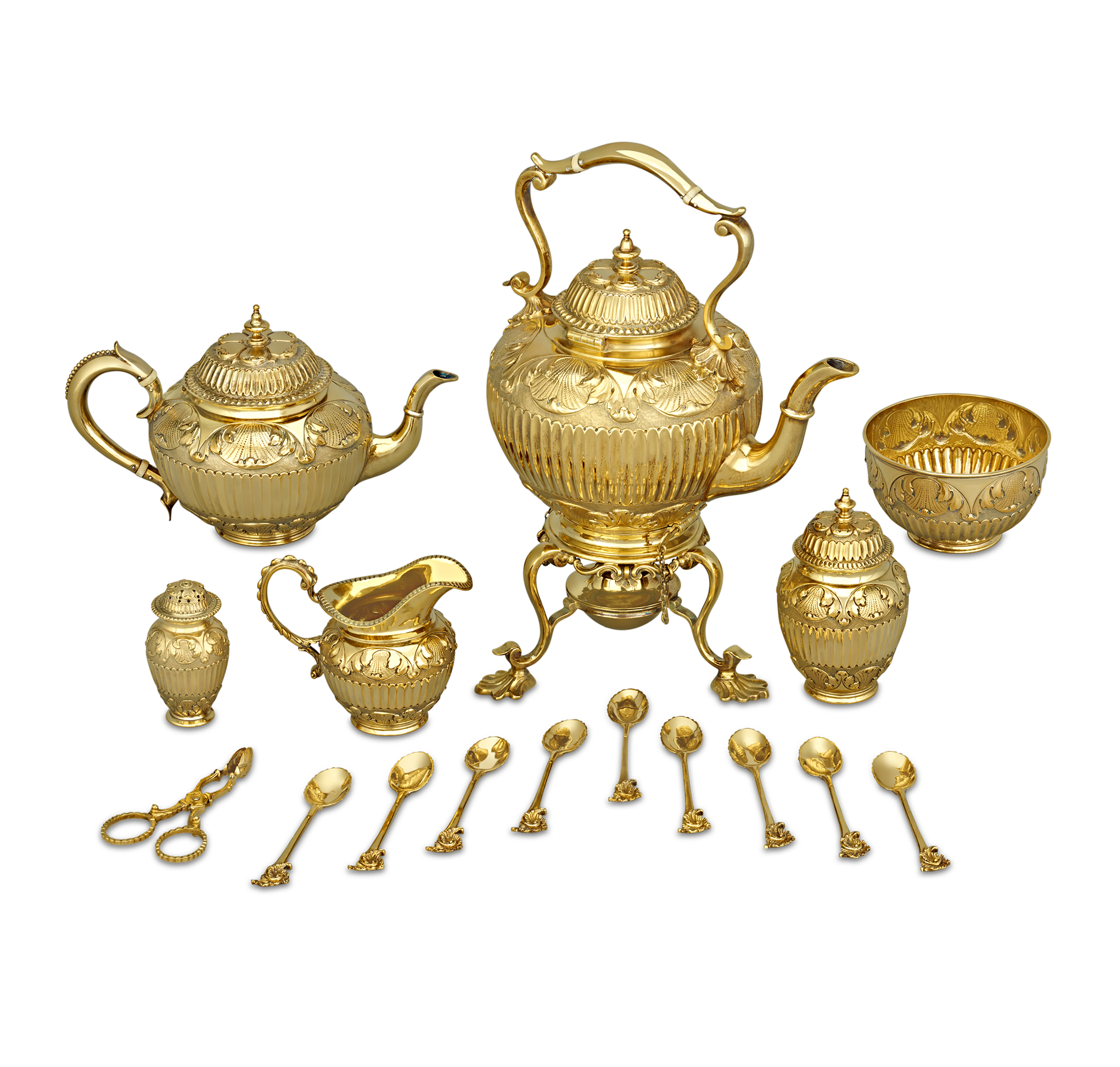 Victorian Silver Gilt Tea Set by Edward Barnard & Sons