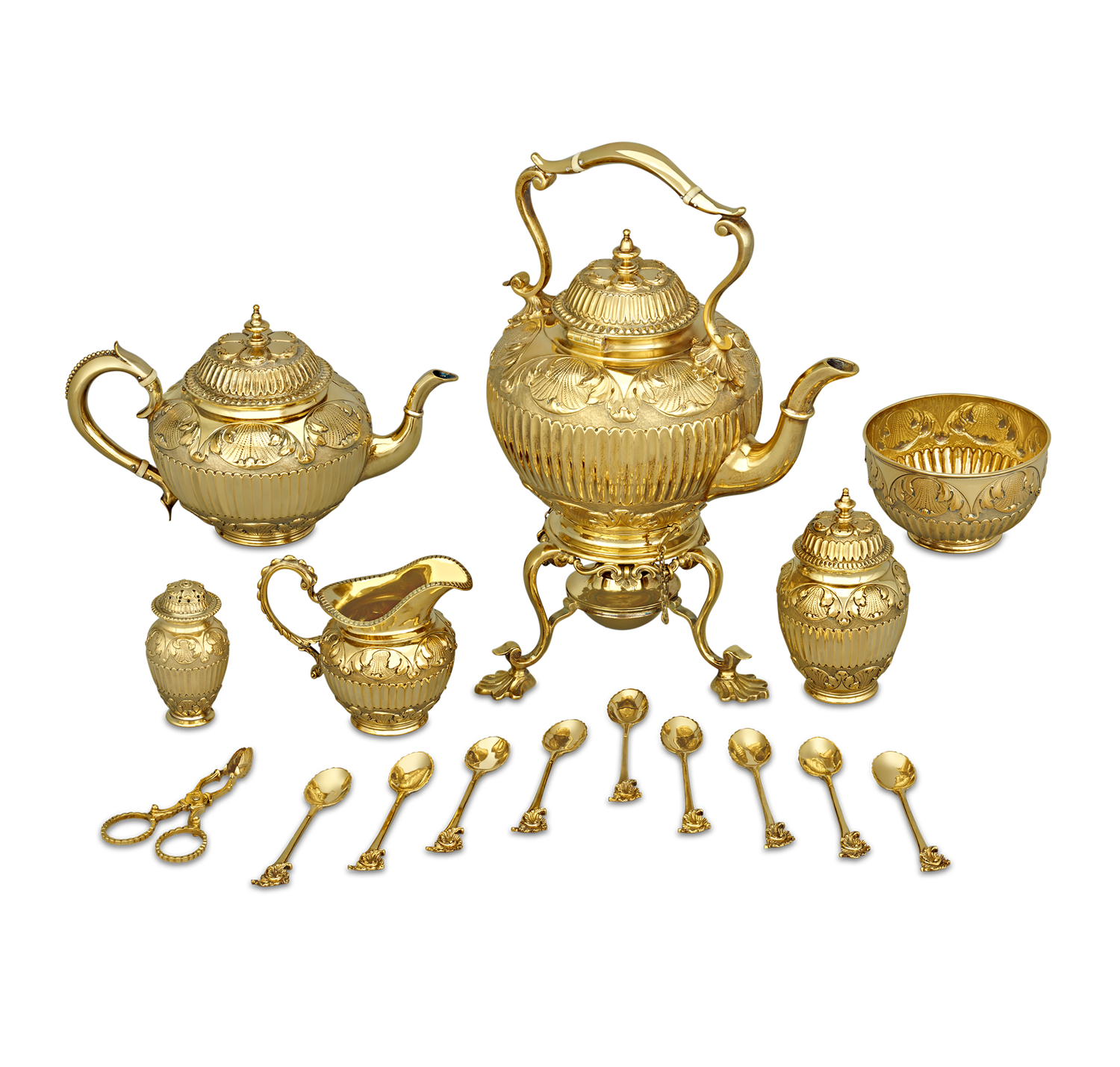 Victorian Silver Gilt Tea Set by Edward Barnard & Sons