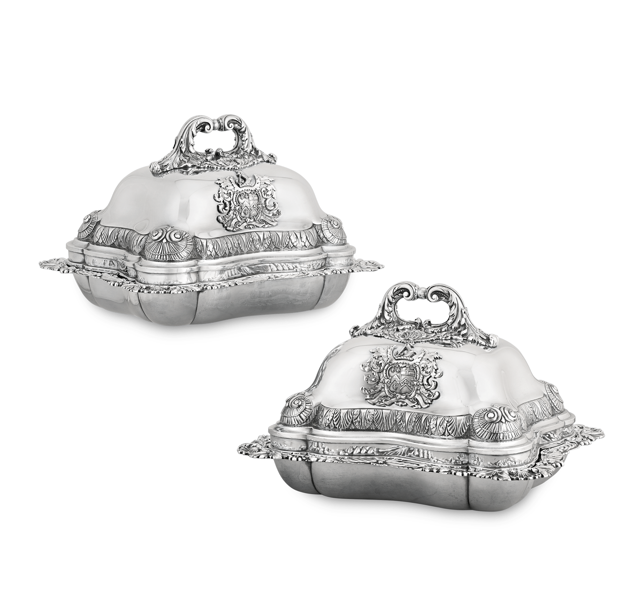 Pair of Silver Entree Dishes by Edward Farrell