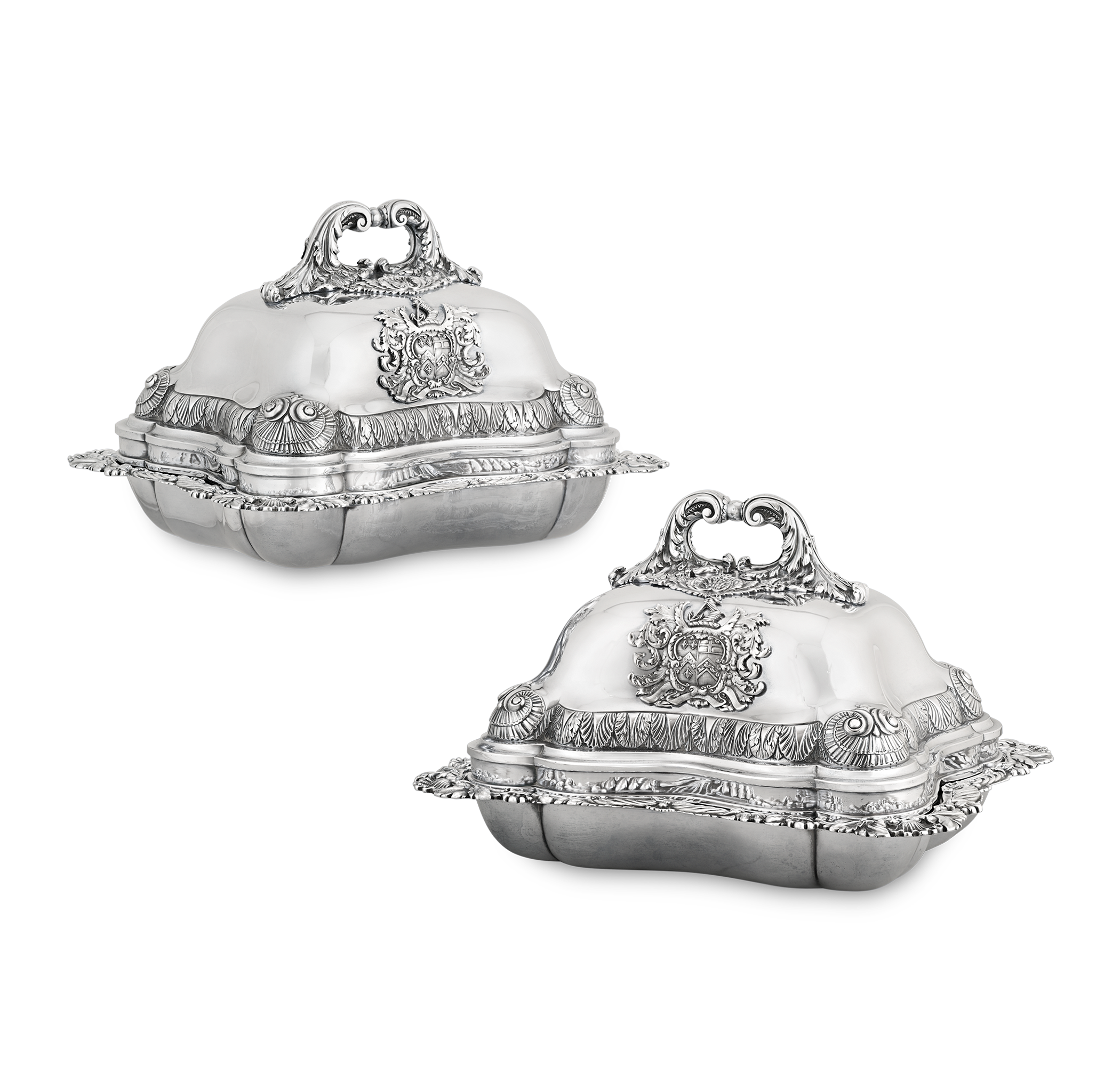 Pair of Silver Entree Dishes by Edward Farrell