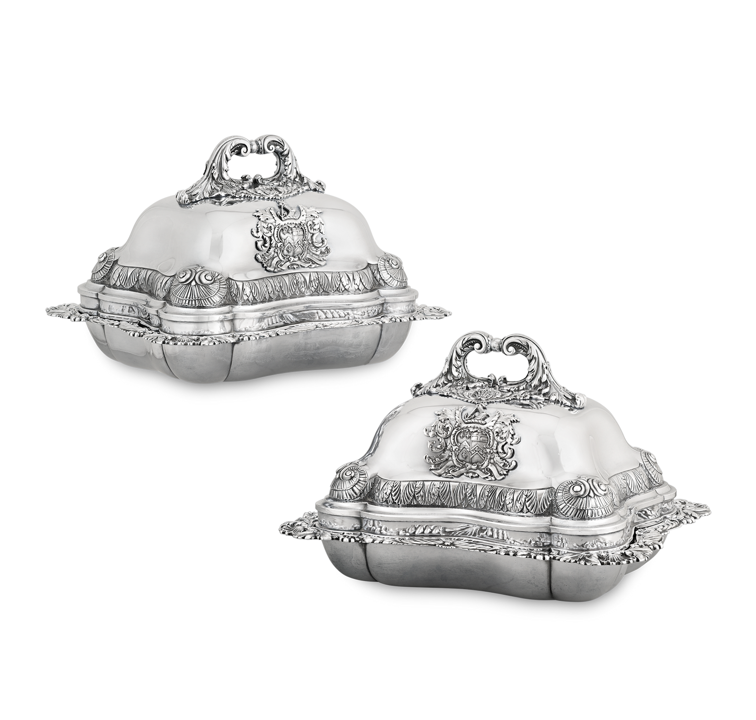 Pair of Silver Entree Dishes by Edward Farrell