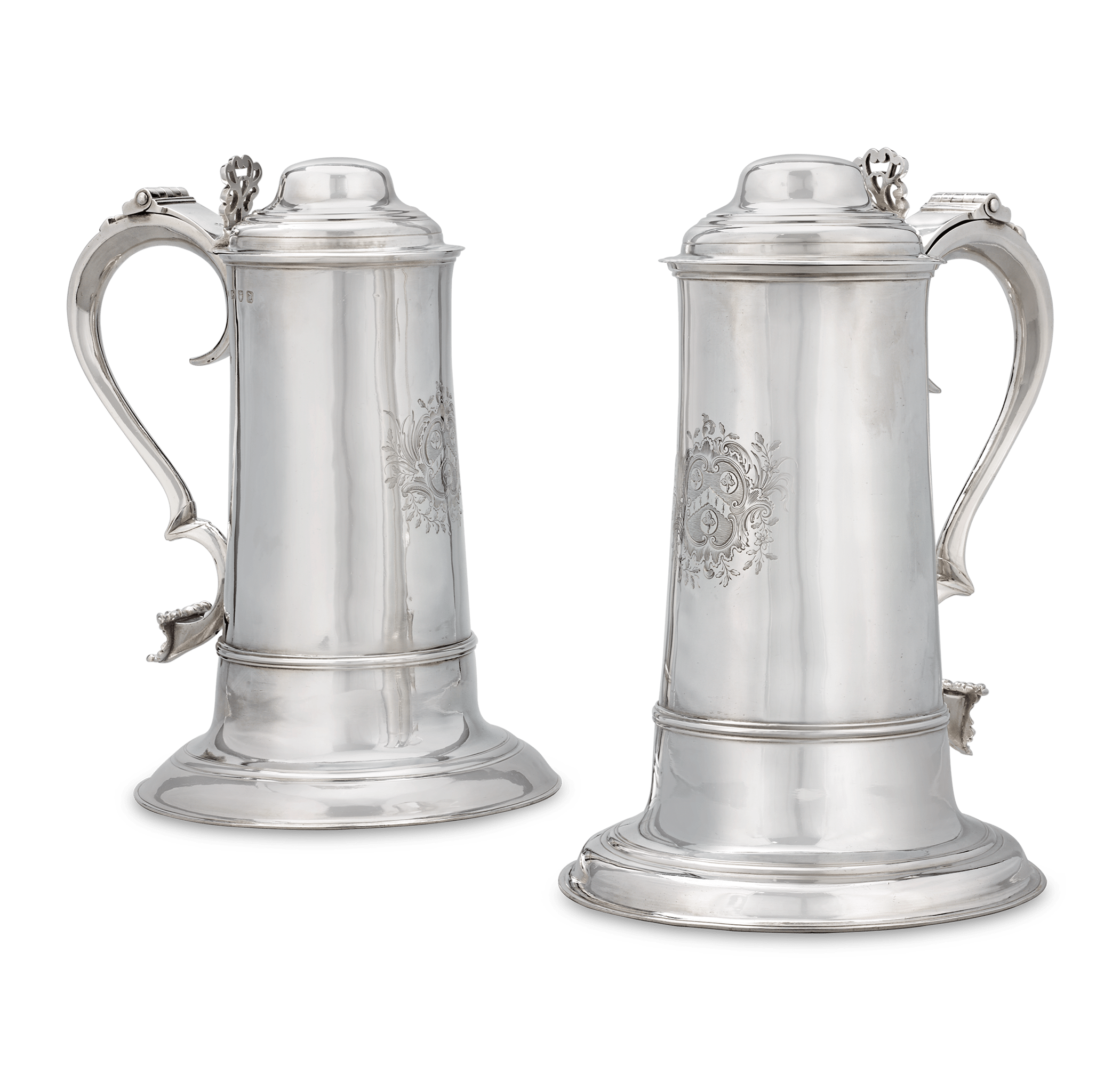 Pair of Georgian Silver 
Wine Flagons by John Moore