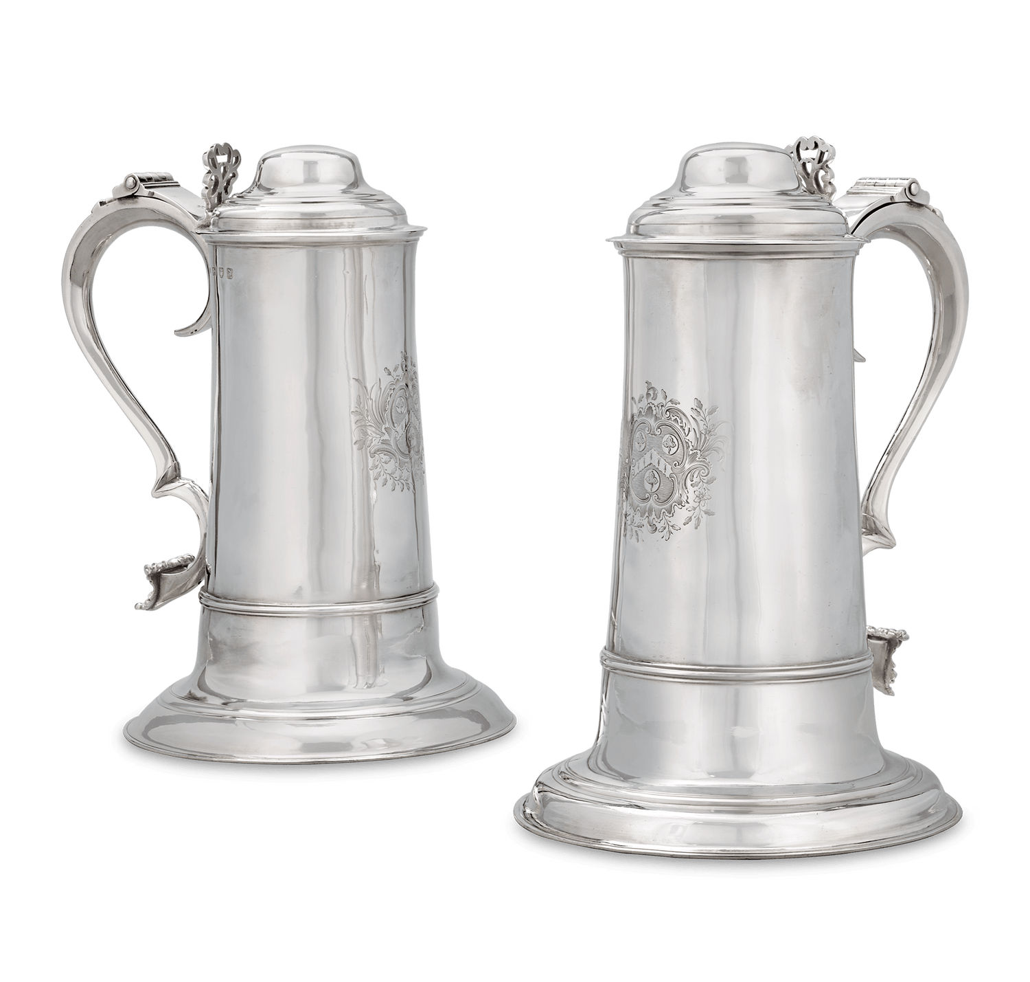 Pair of Georgian Silver 
Wine Flagons by John Moore