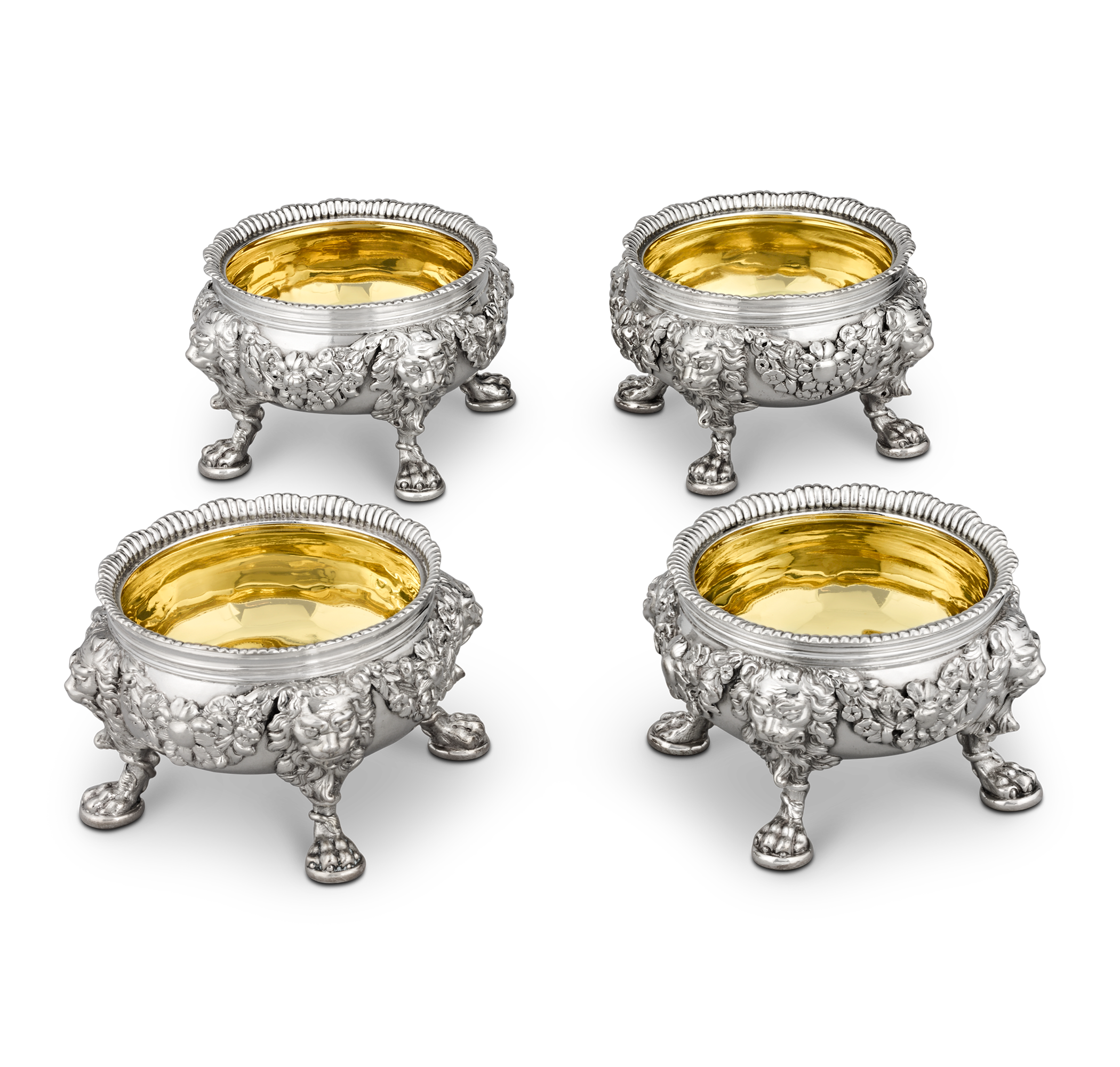 Set of Four Silver Salt Cellars by Paul de Lamerie