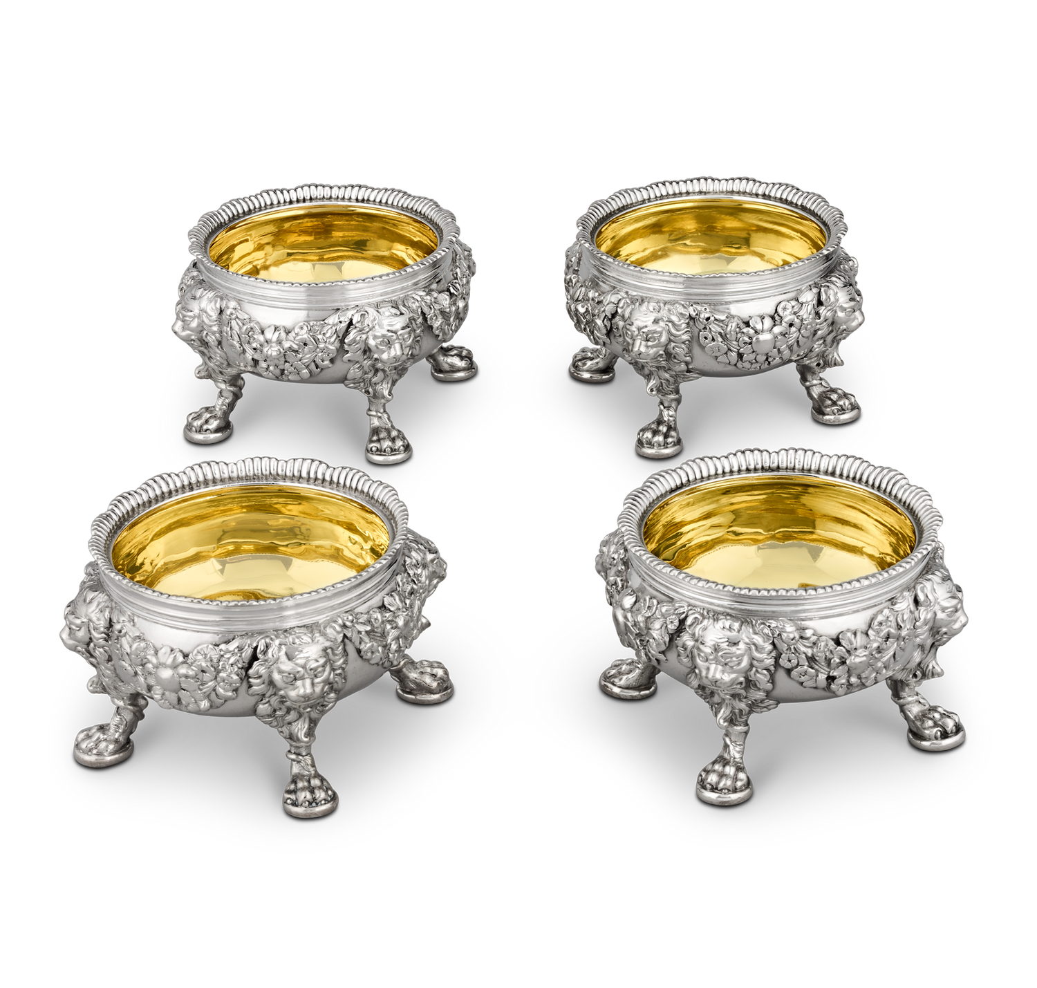 Set of Four Silver Salt Cellars by Paul de Lamerie