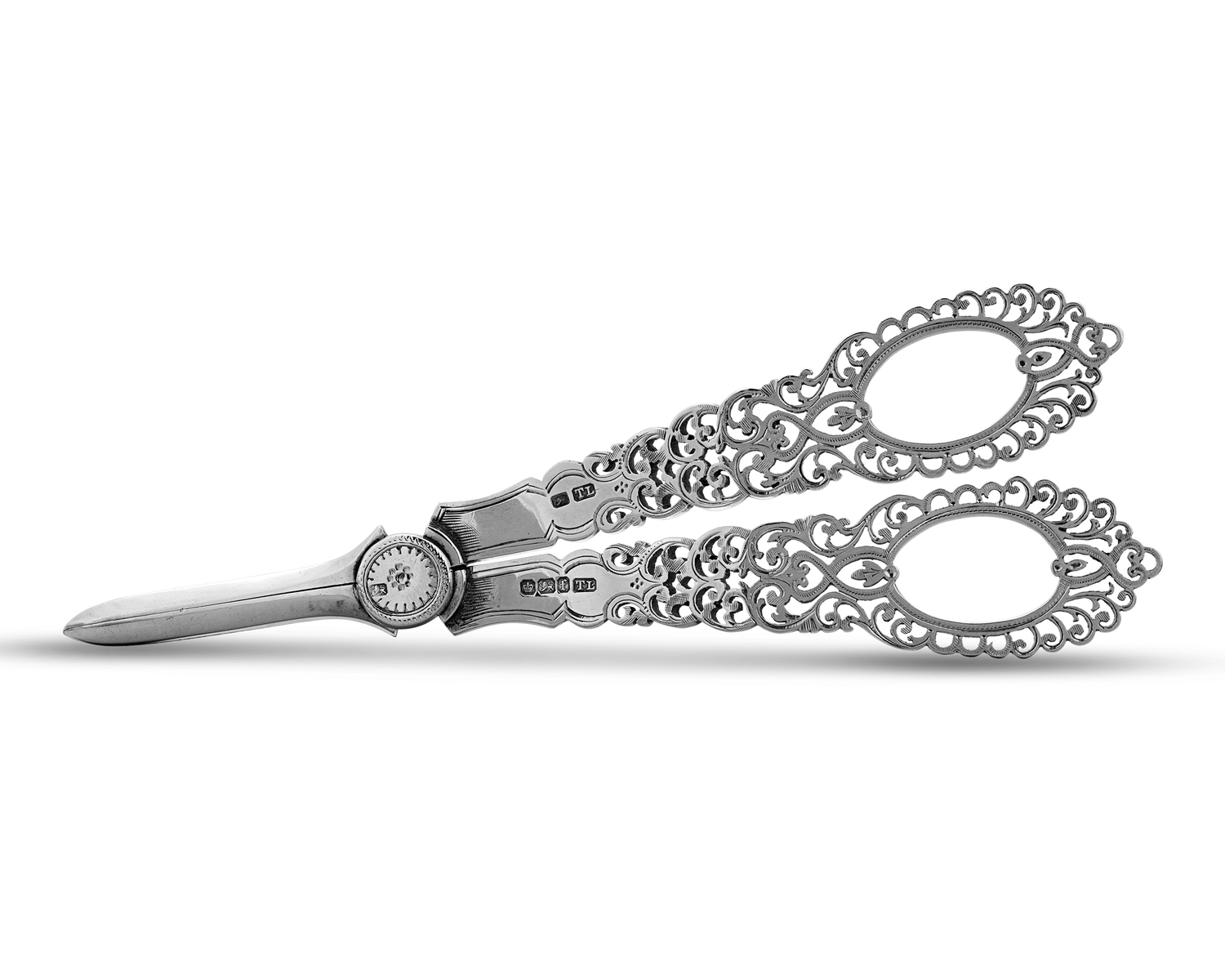 Victorian Sterling Silver Grape Shears by Thomas Levesley