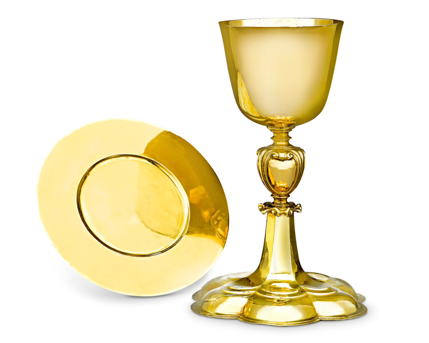 Silver-Gilt Chalice and Paten in Original Case, 17th-century