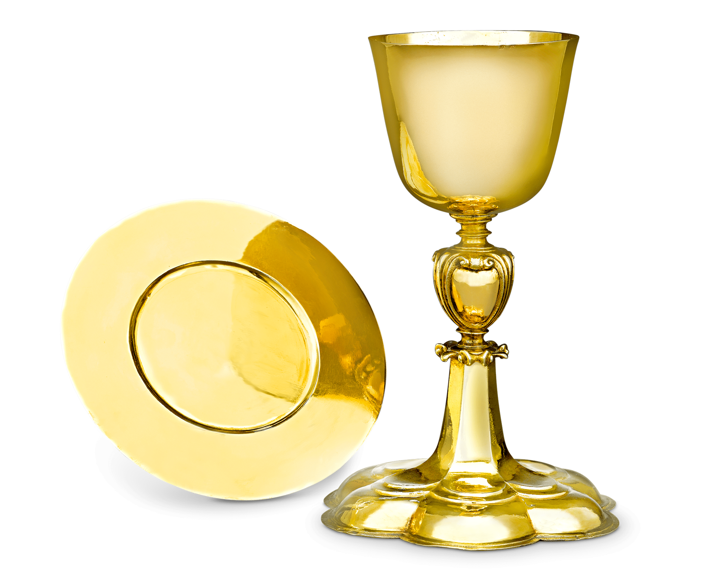 Silver-Gilt Chalice and Paten in Original Case, 17th-century