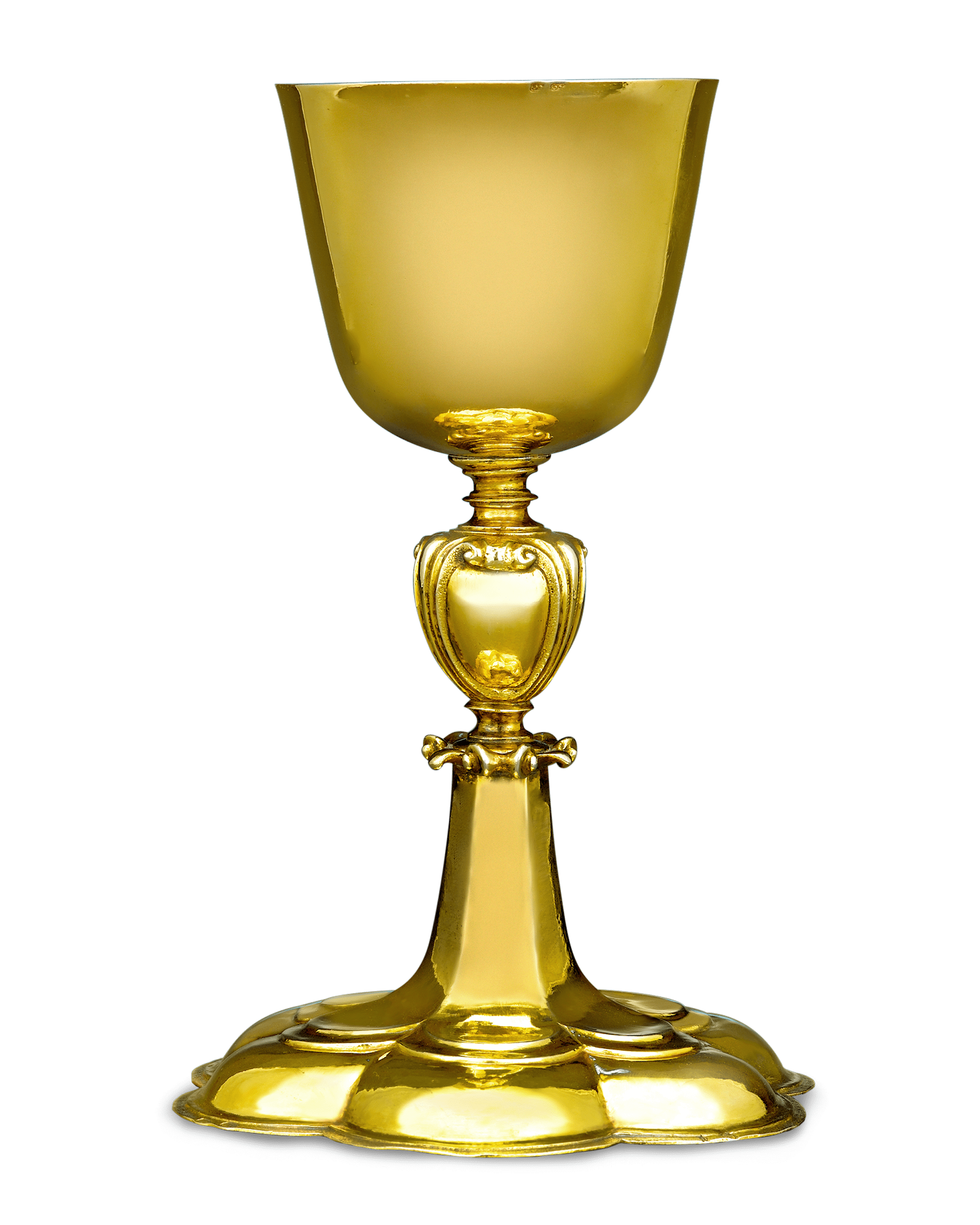 Silver-Gilt Chalice and Paten in Original Case, 17th-century