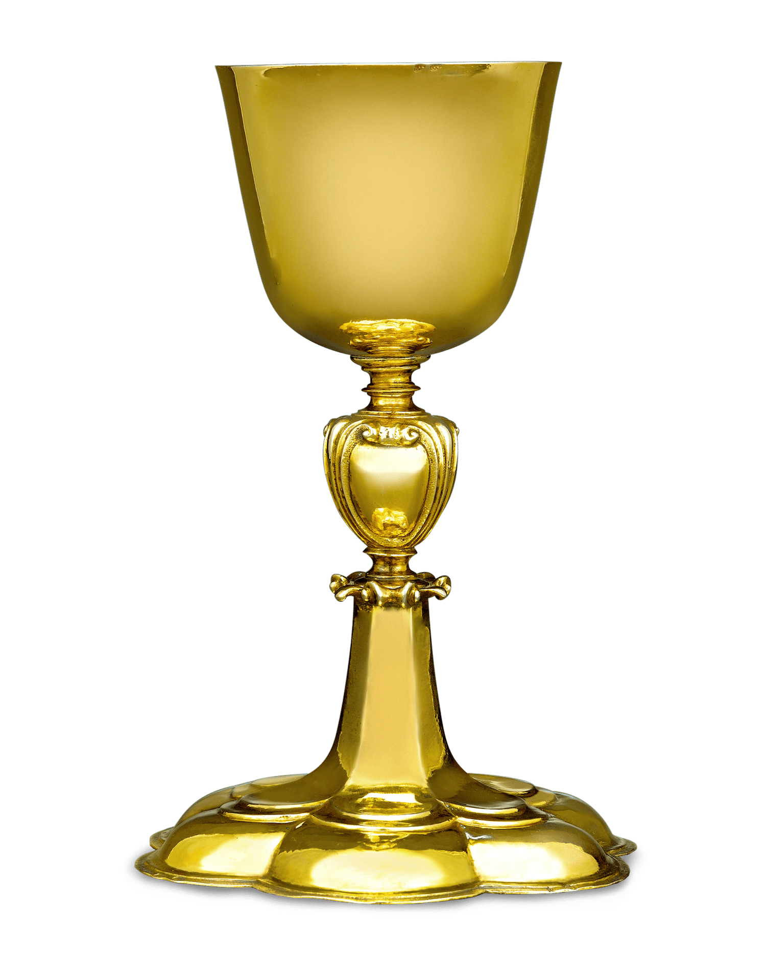 Silver-Gilt Chalice and Paten in Original Case, 17th-century