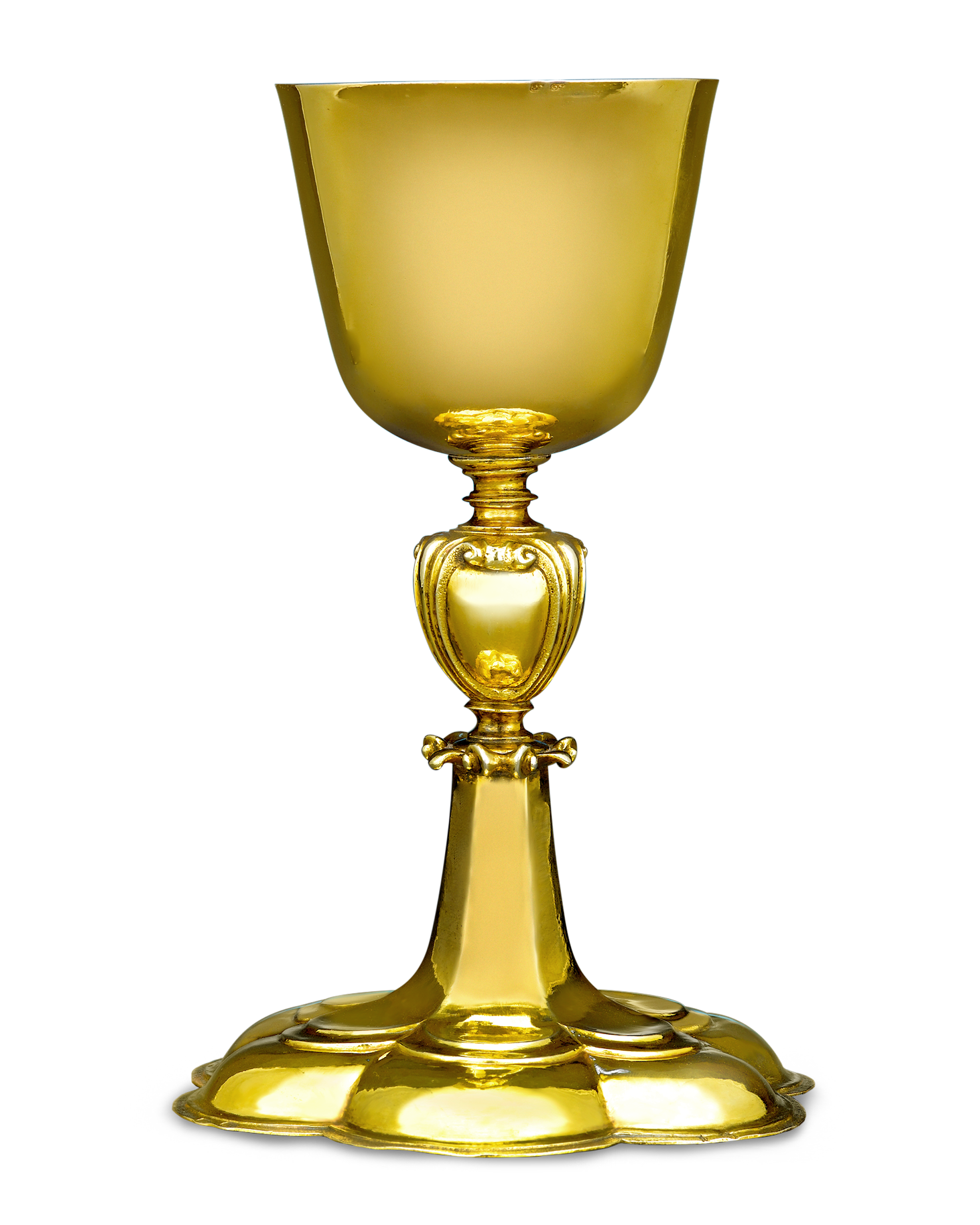 Silver-Gilt Chalice and Paten in Original Case, 17th-century