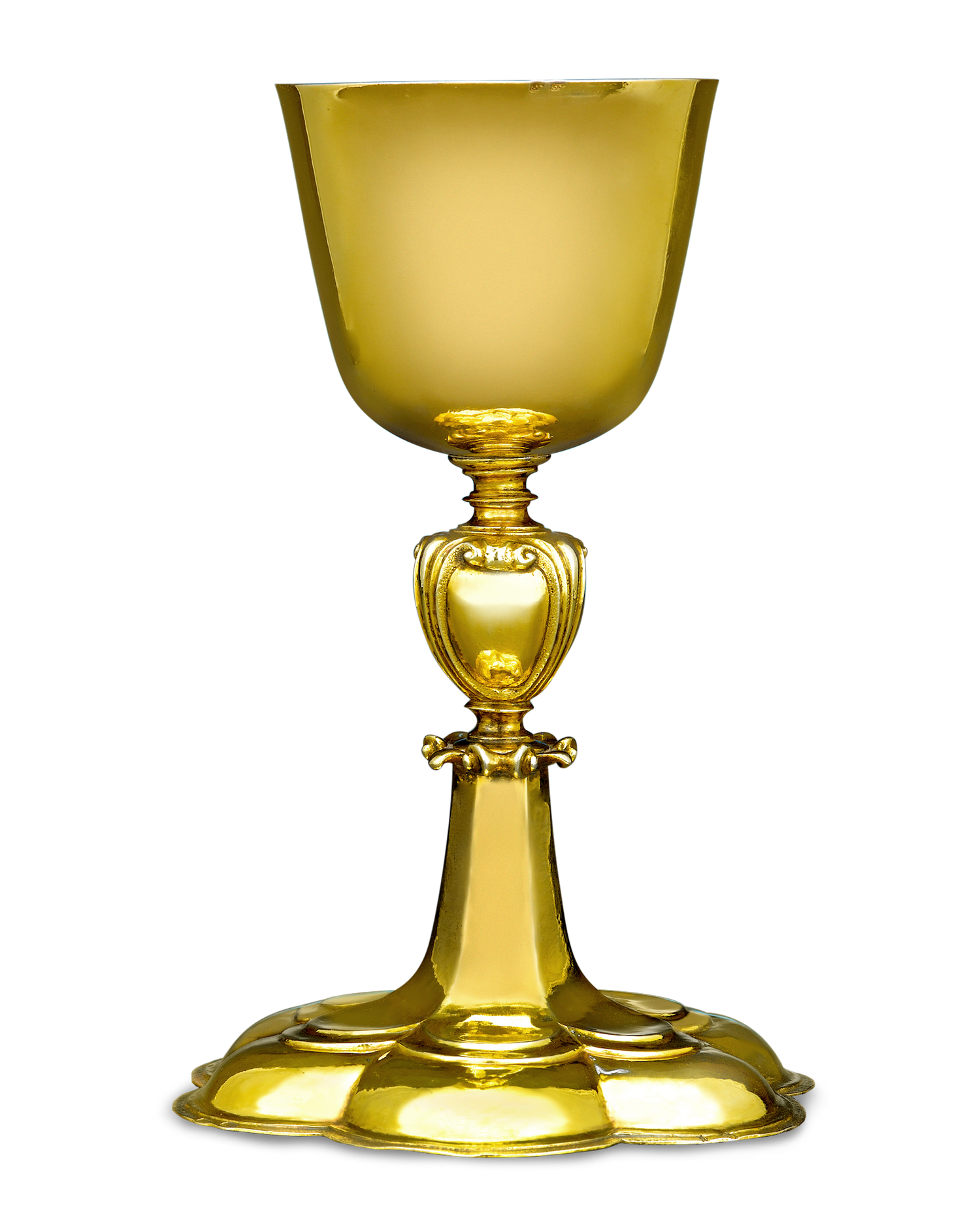 Silver-Gilt Chalice and Paten in Original Case, 17th-century