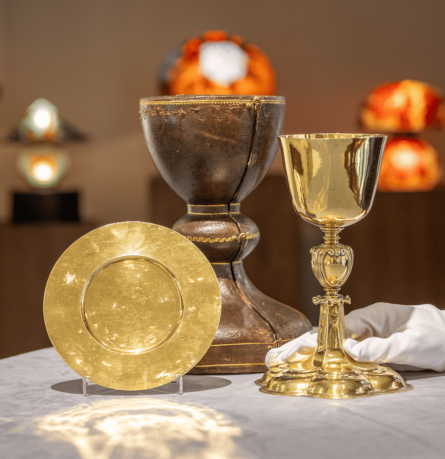 Silver-Gilt Chalice and Paten in Original Case, 17th-century