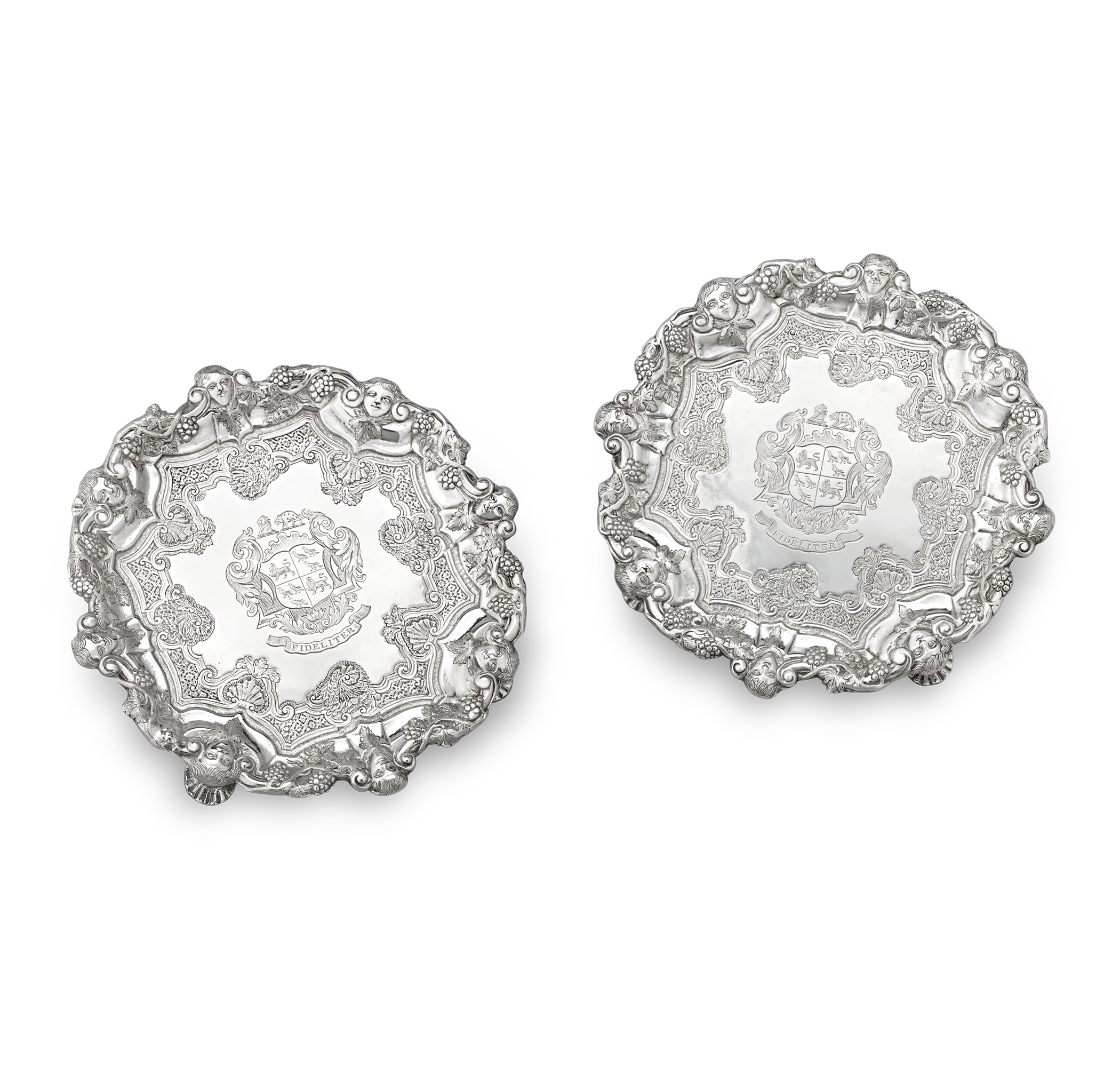 Pair of Georgian Silver Salvers by Frederick Kandler