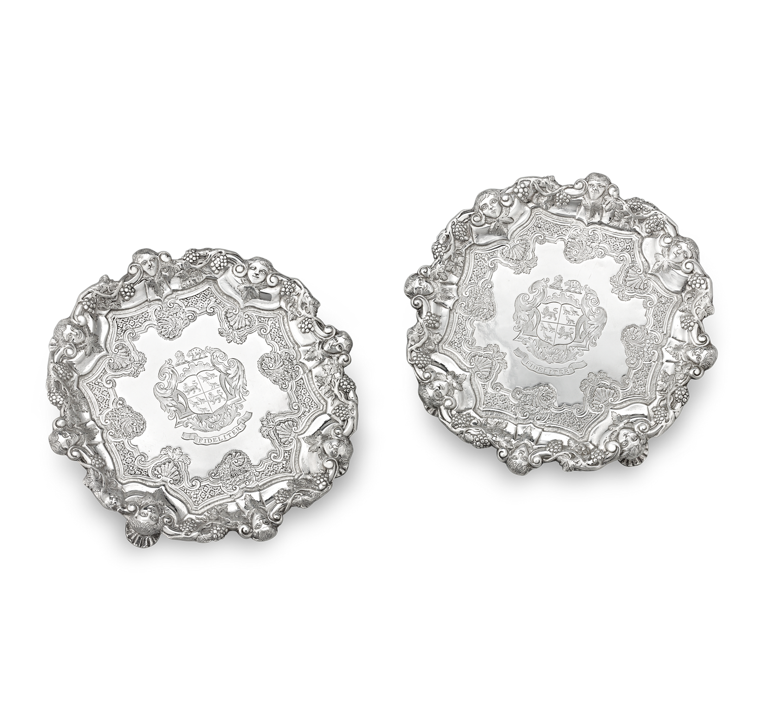 Pair of Georgian Silver Salvers by Frederick Kandler