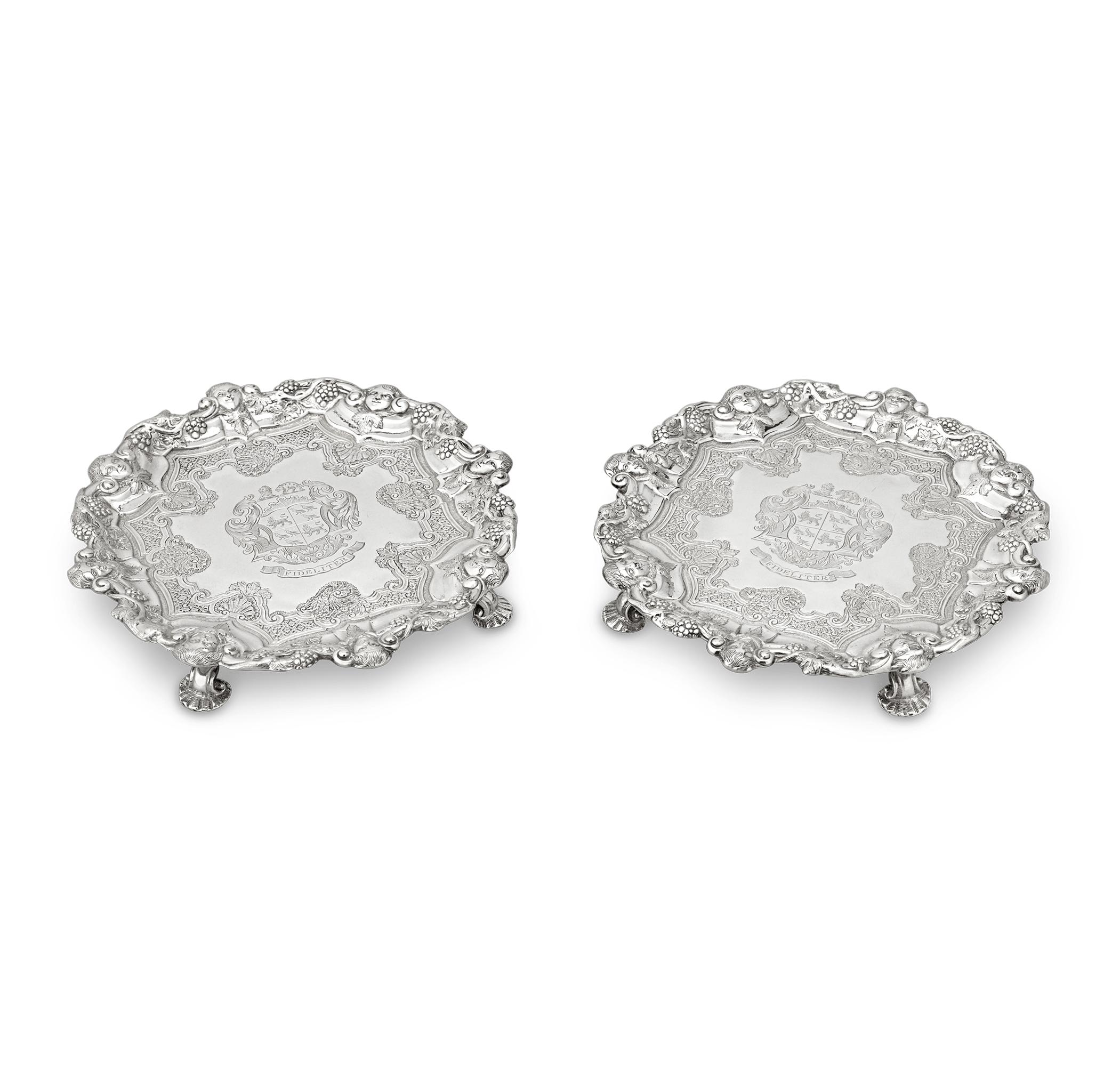 Pair of Georgian Silver Salvers by Frederick Kandler