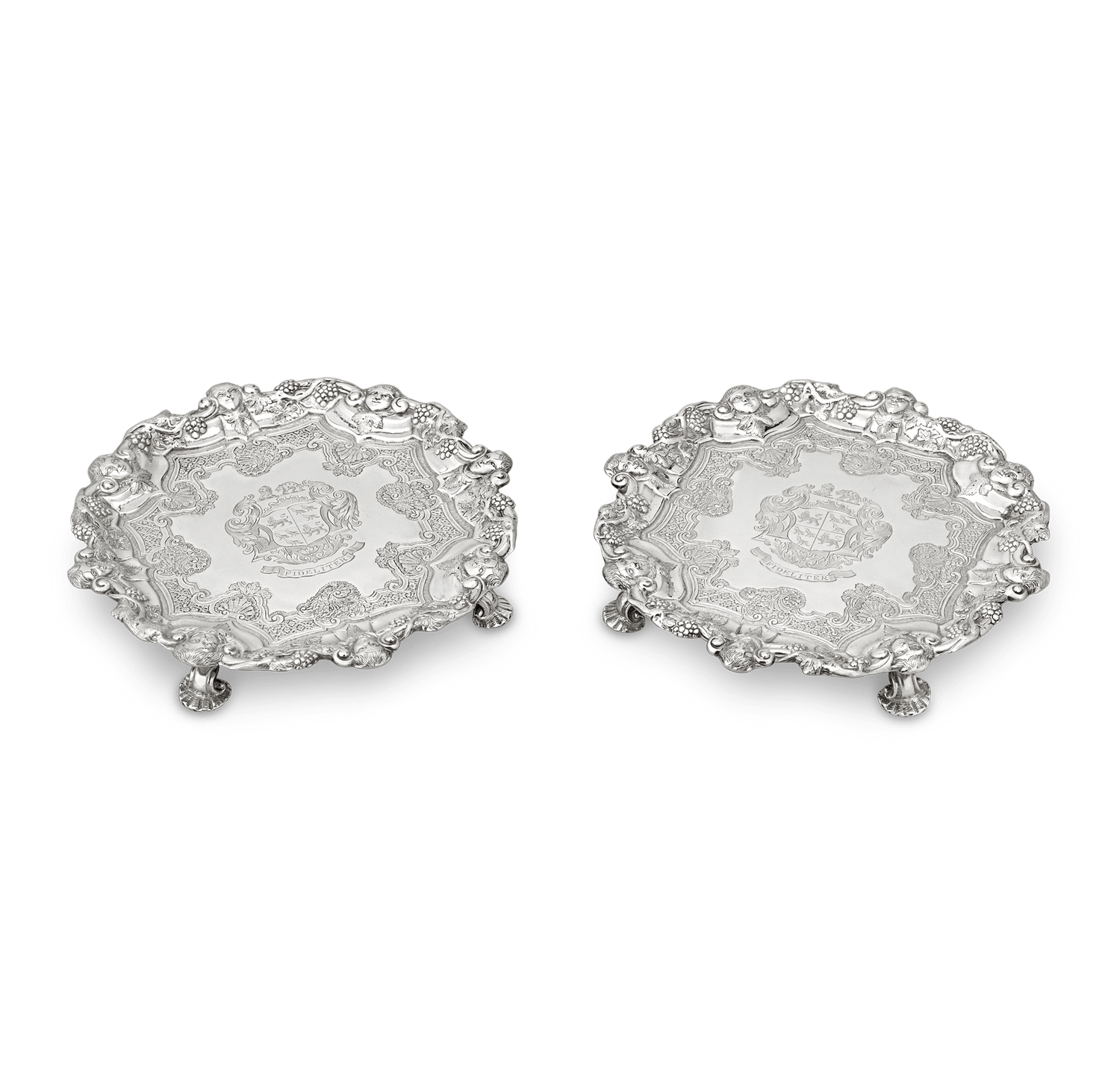 Pair of Georgian Silver Salvers by Frederick Kandler