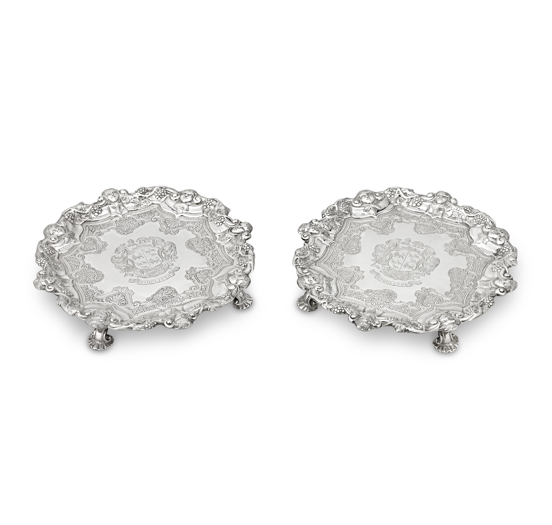 Pair of Georgian Silver Salvers by Frederick Kandler