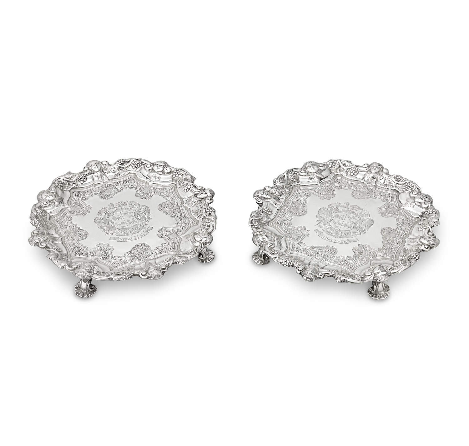 Pair of Georgian Silver Salvers by Frederick Kandler