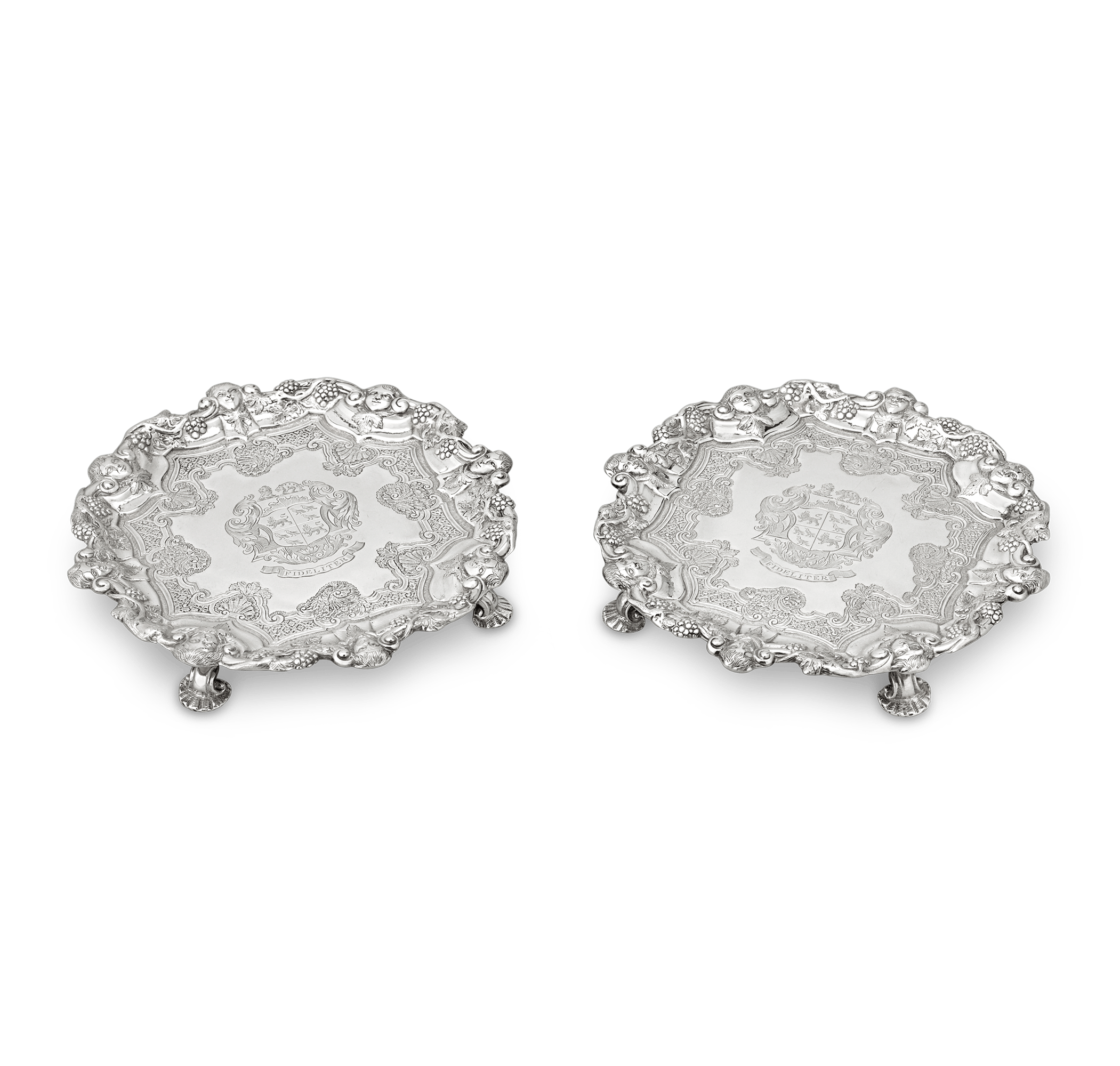 Pair of Georgian Silver Salvers by Frederick Kandler