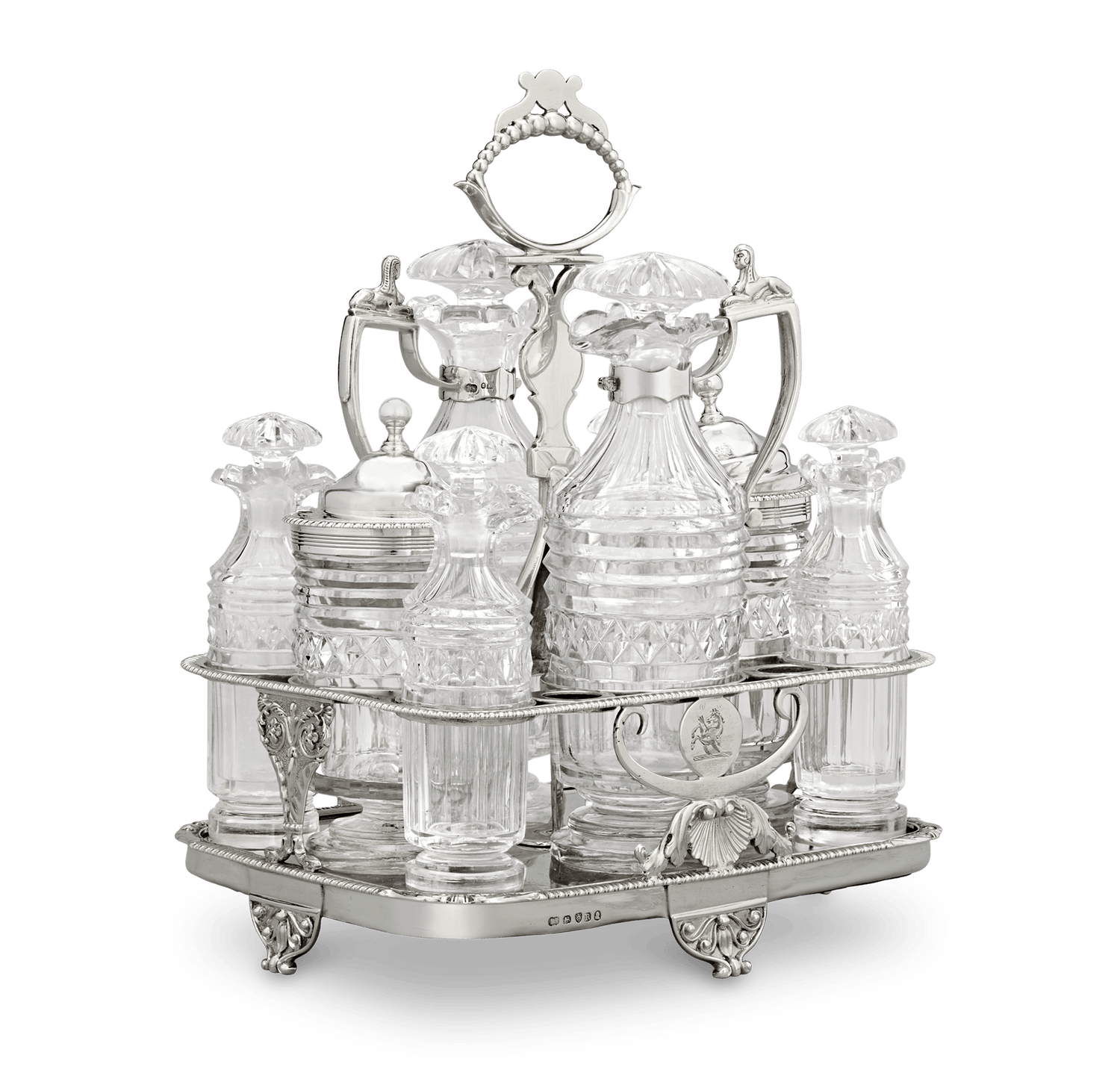 Paul Storr Silver and Cut Glass Cruet Set