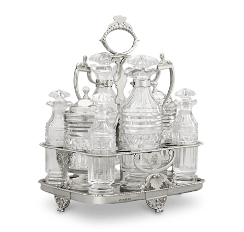Paul Storr Silver and Cut Glass Cruet Set