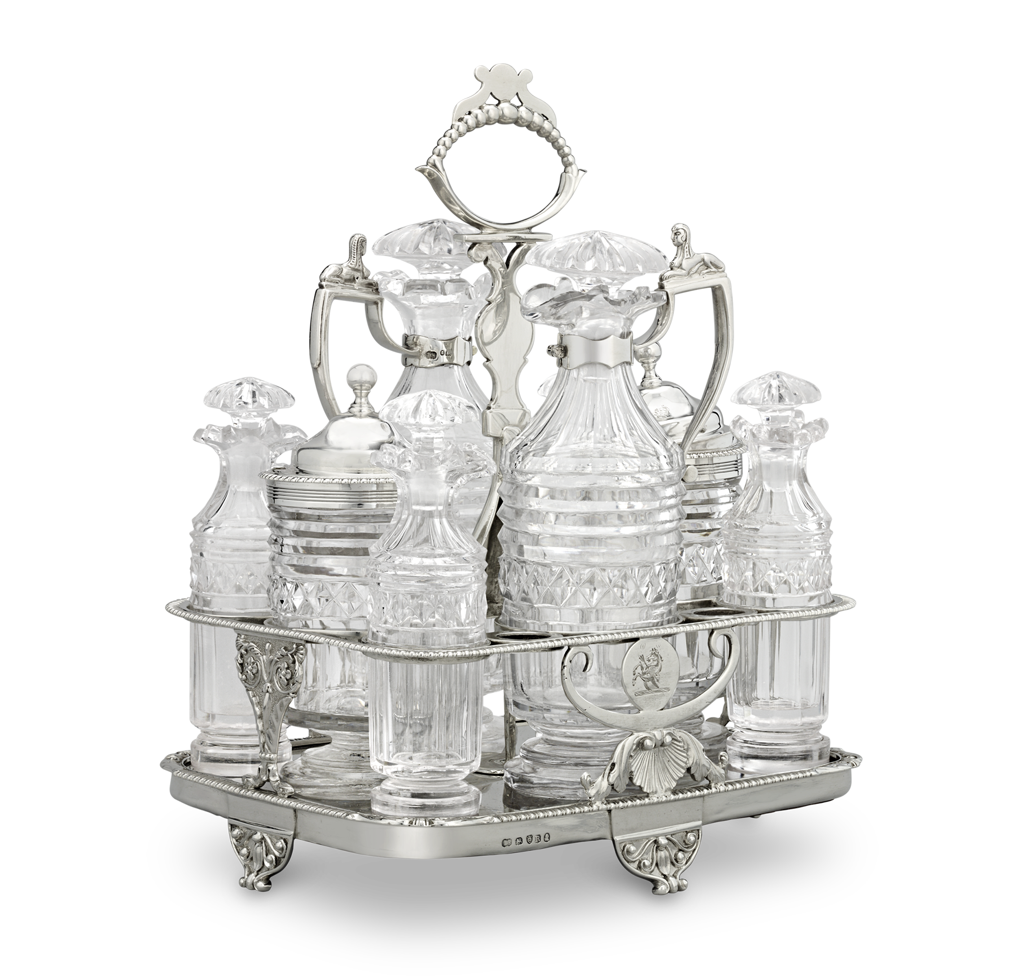 Paul Storr Silver and Cut Glass Cruet Set