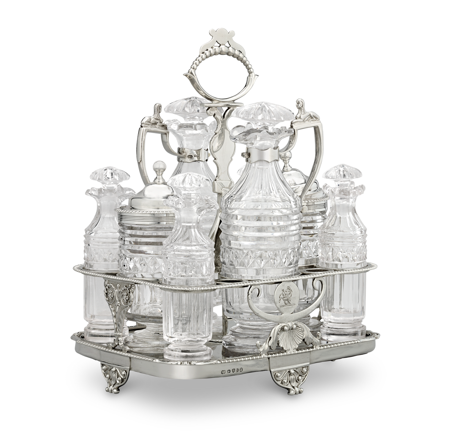 Paul Storr Silver and Cut Glass Cruet Set