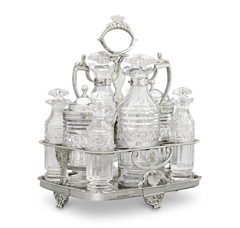 Paul Storr Silver and Cut Glass Cruet Set