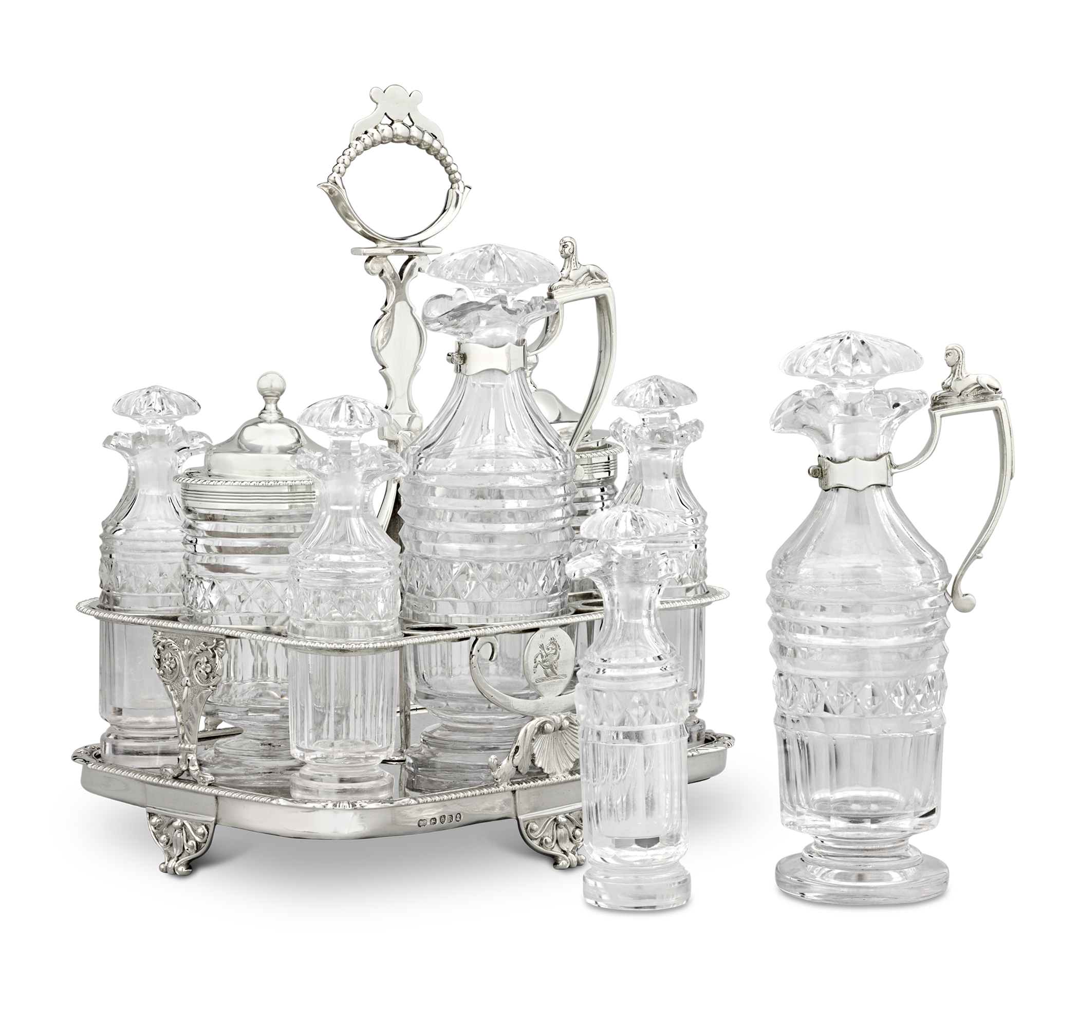 Paul Storr Silver and Cut Glass Cruet Set