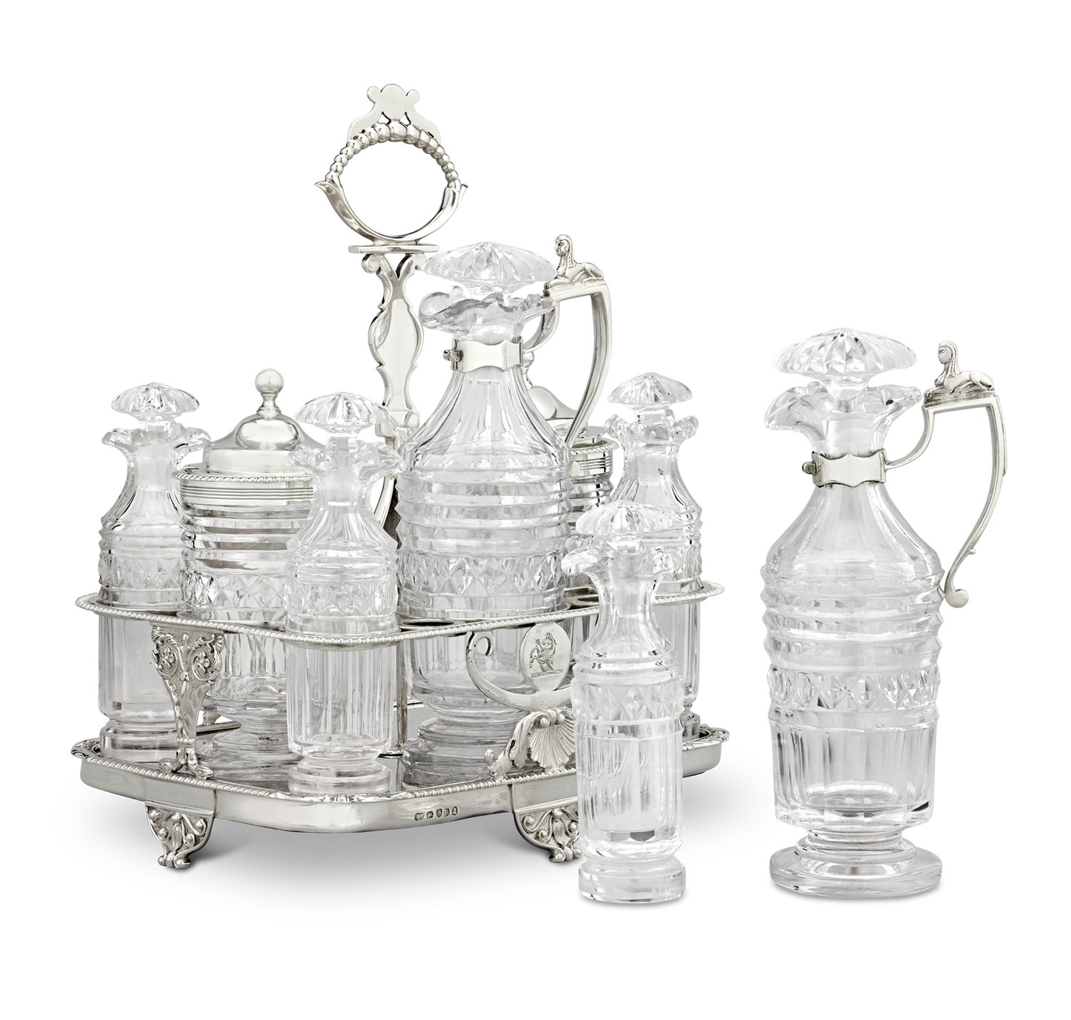 Paul Storr Silver and Cut Glass Cruet Set