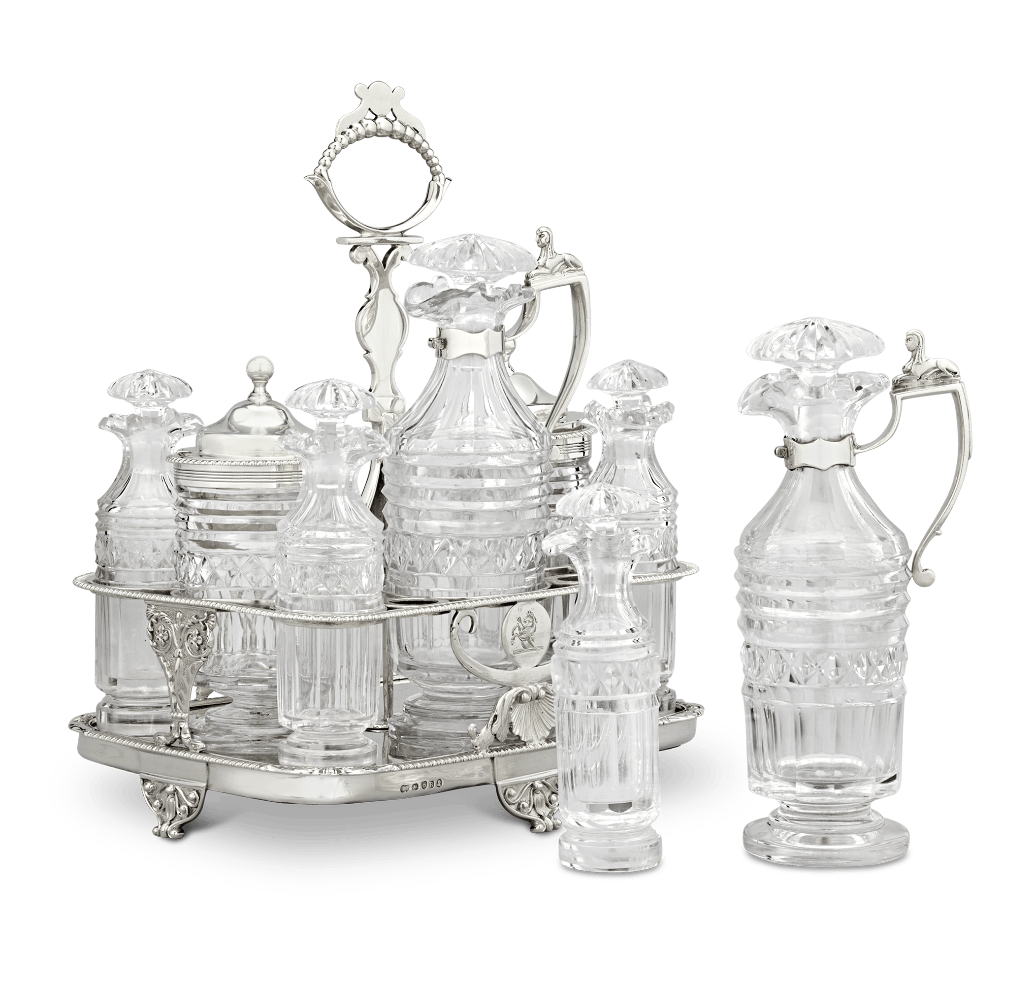 Paul Storr Silver and Cut Glass Cruet Set