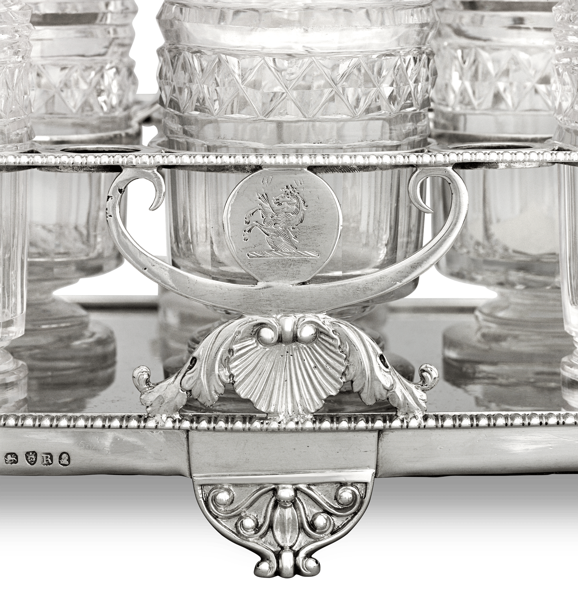 Paul Storr Silver and Cut Glass Cruet Set