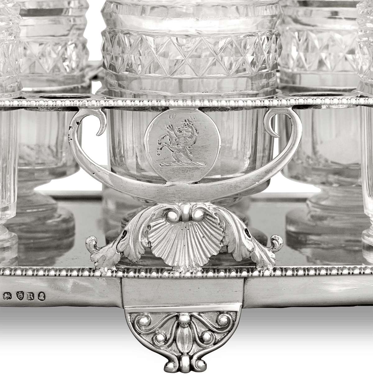 Paul Storr Silver and Cut Glass Cruet Set