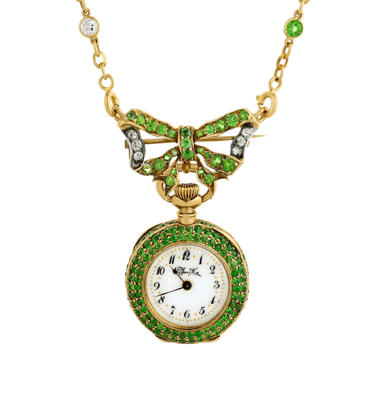Tiffany & Co. Demantoid Garnet Watch Necklace, 14.25 Carats