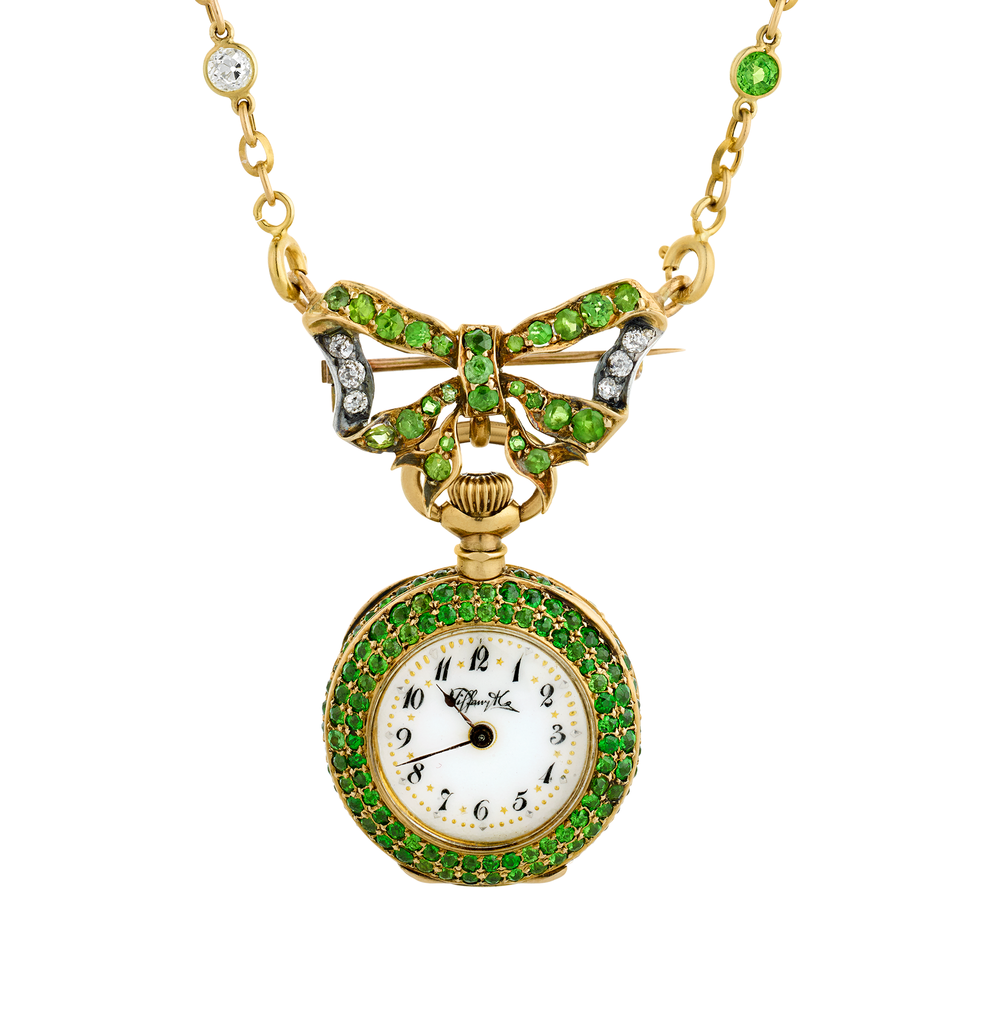 Tiffany & Co. Demantoid Garnet Watch Necklace, 14.24 carats